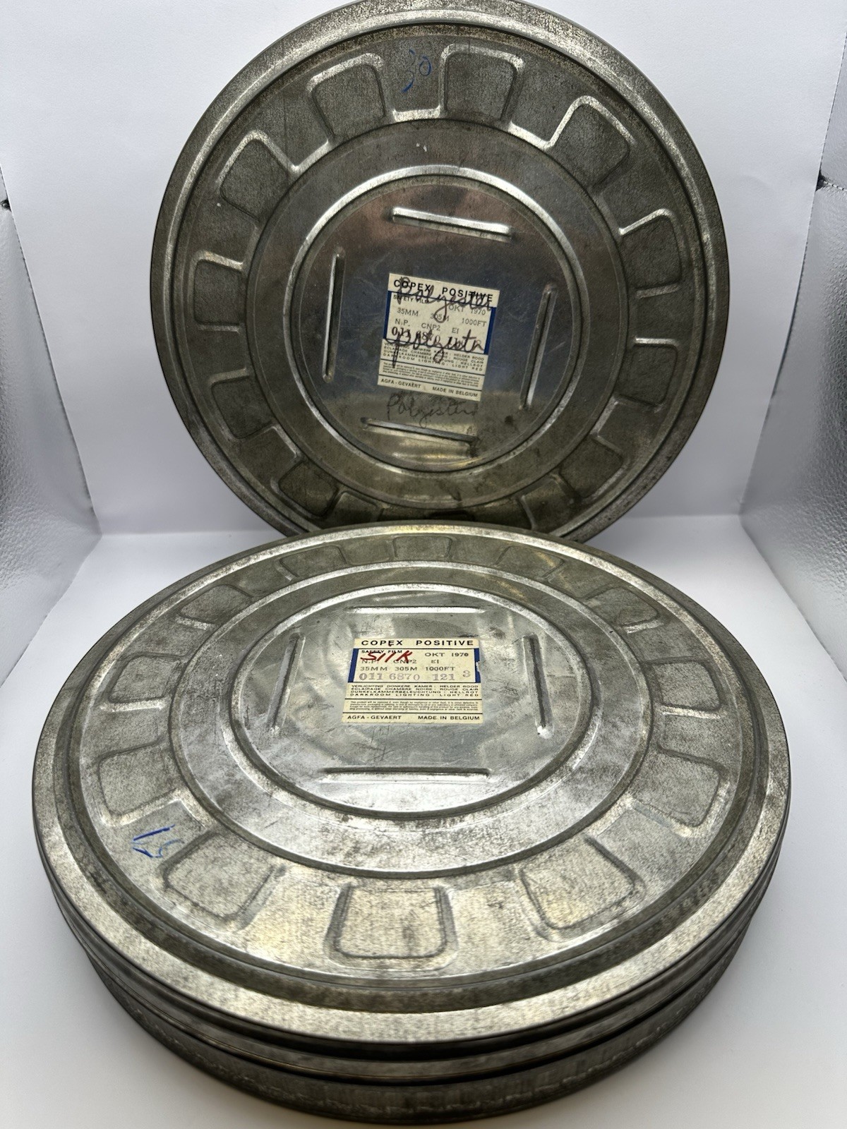 Vintage Copex Positive 1970 35mm Metal Film Canisters Made in Belgium Set Of 2
