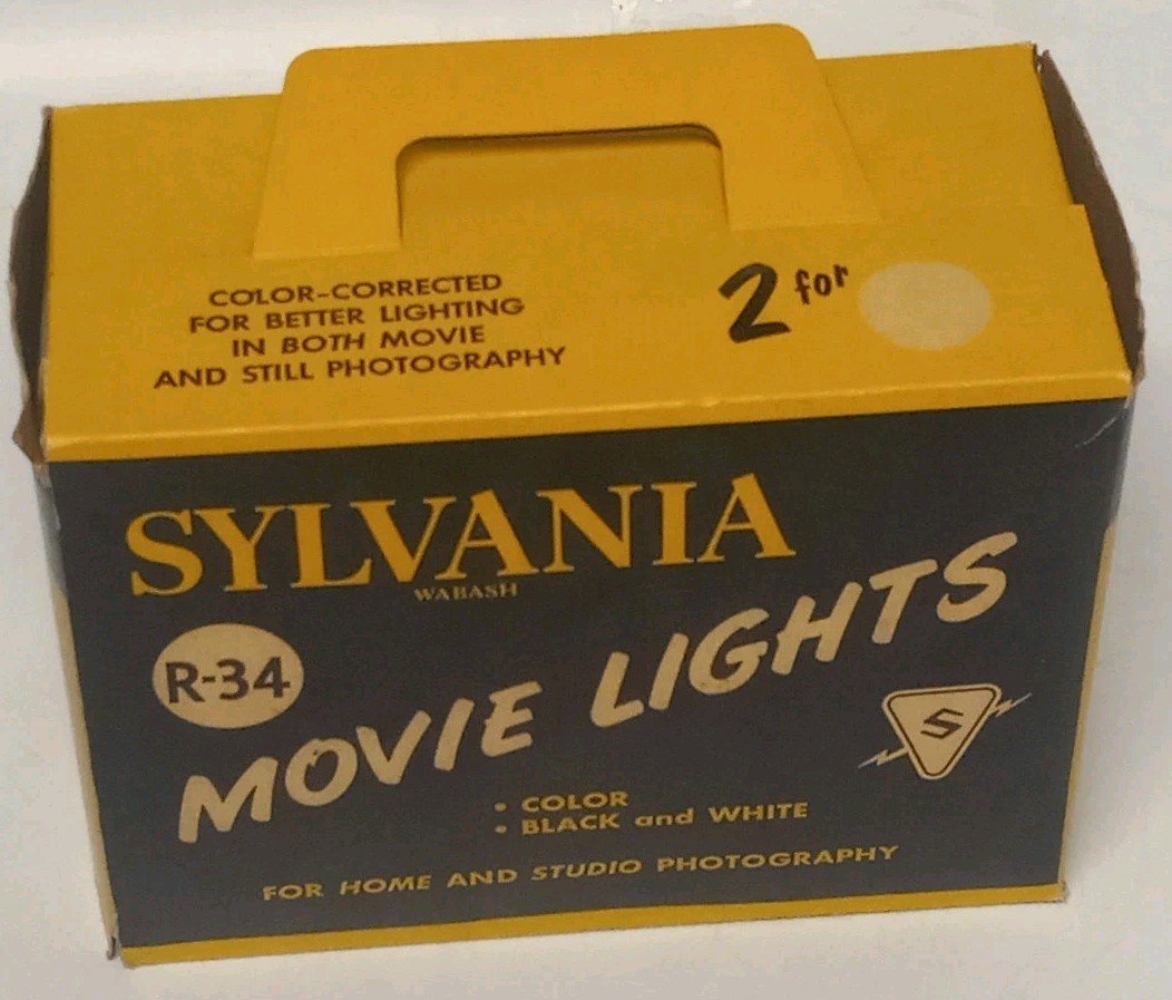 Vintage 1960’s Sylvania Wabash R34 115-120V 375 Watt Movie Light Bulbs & Boxes