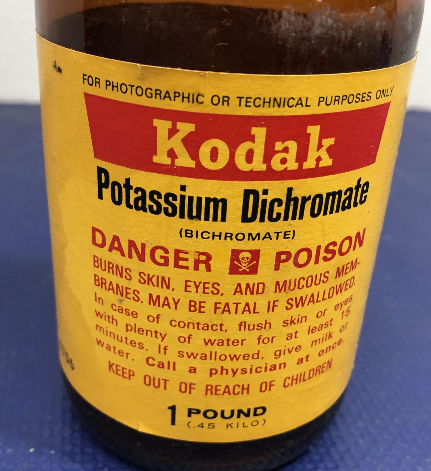 Kodak Potassium Dichromate Brown Amber Glass Jar Bottle 1 LB vintage camera