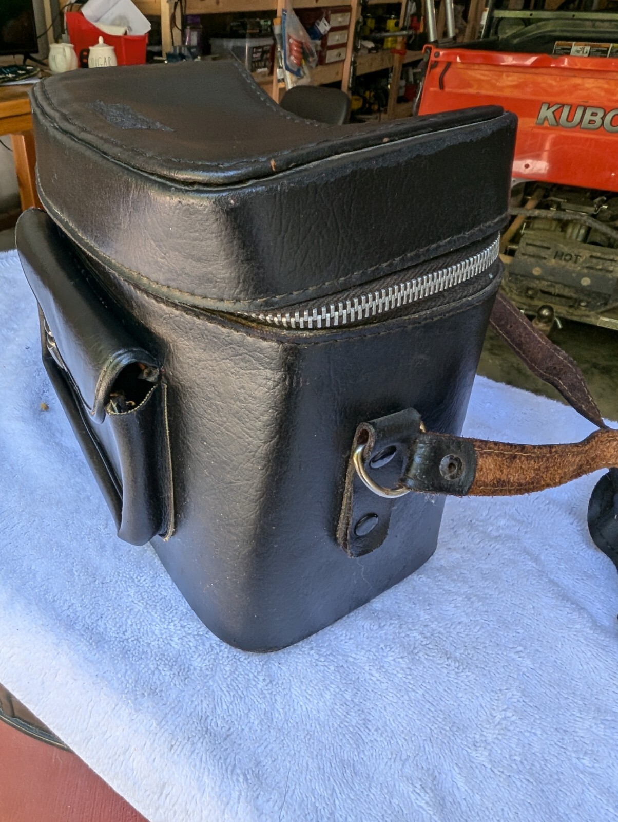 Vintage Leather Hard Camera Case Black Made In Hong Kong With Strap Red…