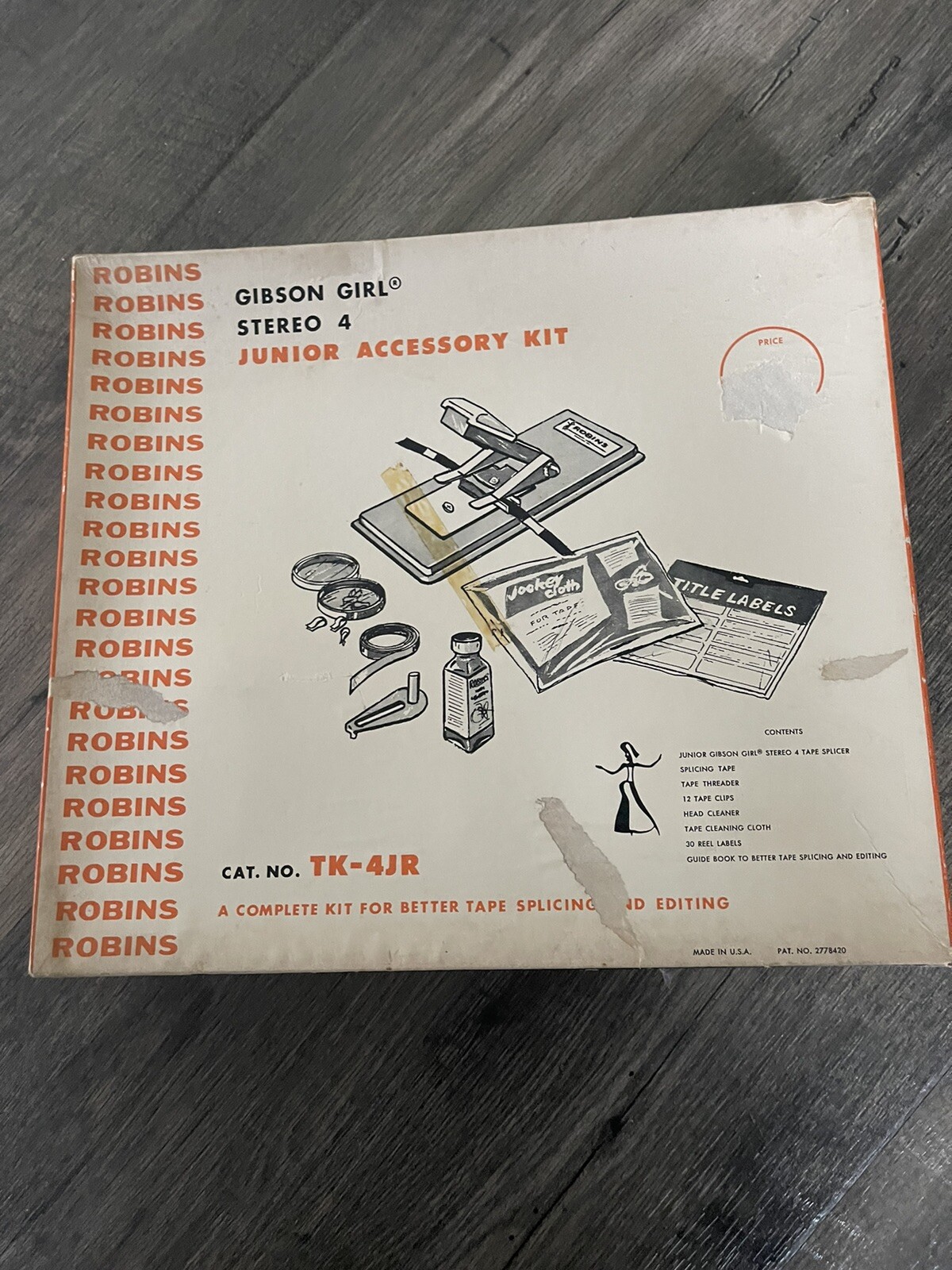 Vintage Robin Gibson girl Stereo 4 Tape Splicing Kit TK-4JR 1957