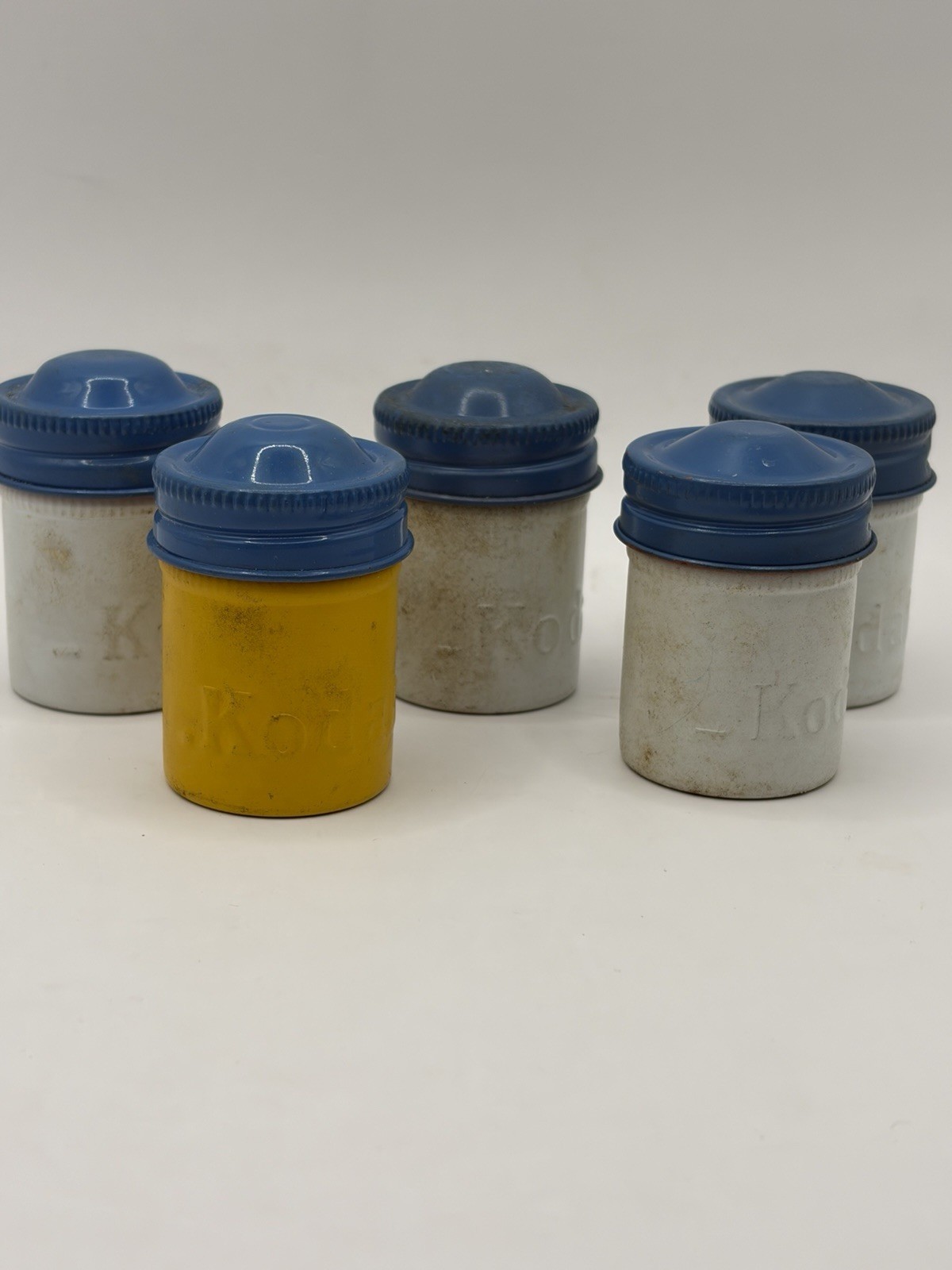 5 VTG Kodak 35mm Film Canisters Embossed