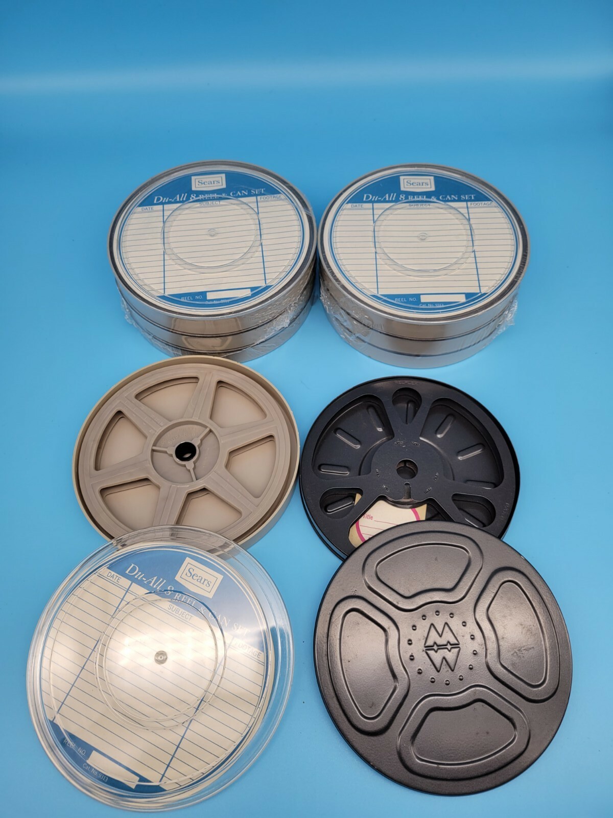 LOT of Reel Can 200 feet 8mm reel & Can Sears, RELFLEX USA made & Super 8 /2 New