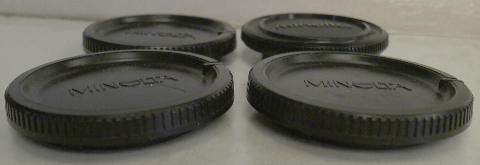 Lot of 4 Genuine Minolta Body Caps 3 are BC-1000, 1 is Unmarked – Japan Made