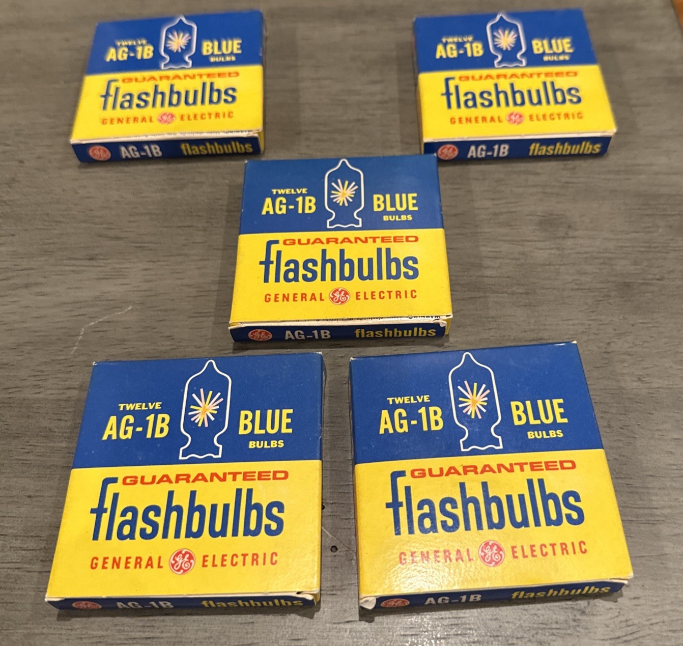 General Electric AG-1B Flashbulbs-5 Boxes Of 12/ 60 Bulbs- Vintage