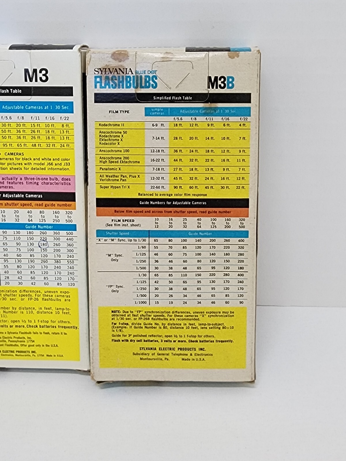 Vintage Sylvania/GE Flashbulbs Blue Dot M3, M3B – 14 Bulbs 3Blue 11 Clear Box