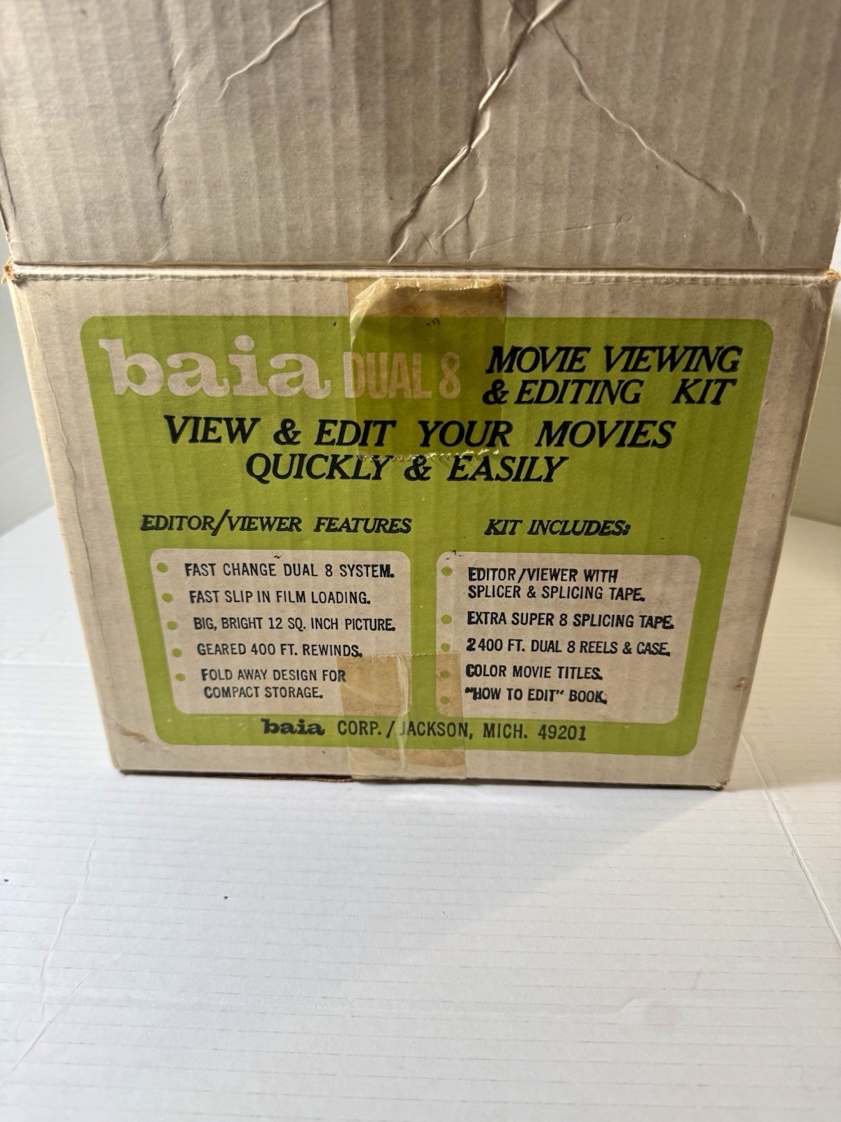 VTG Baia Dual 8 Super 8 8mm Film Editor Viewer Light Box Works Complete In Box