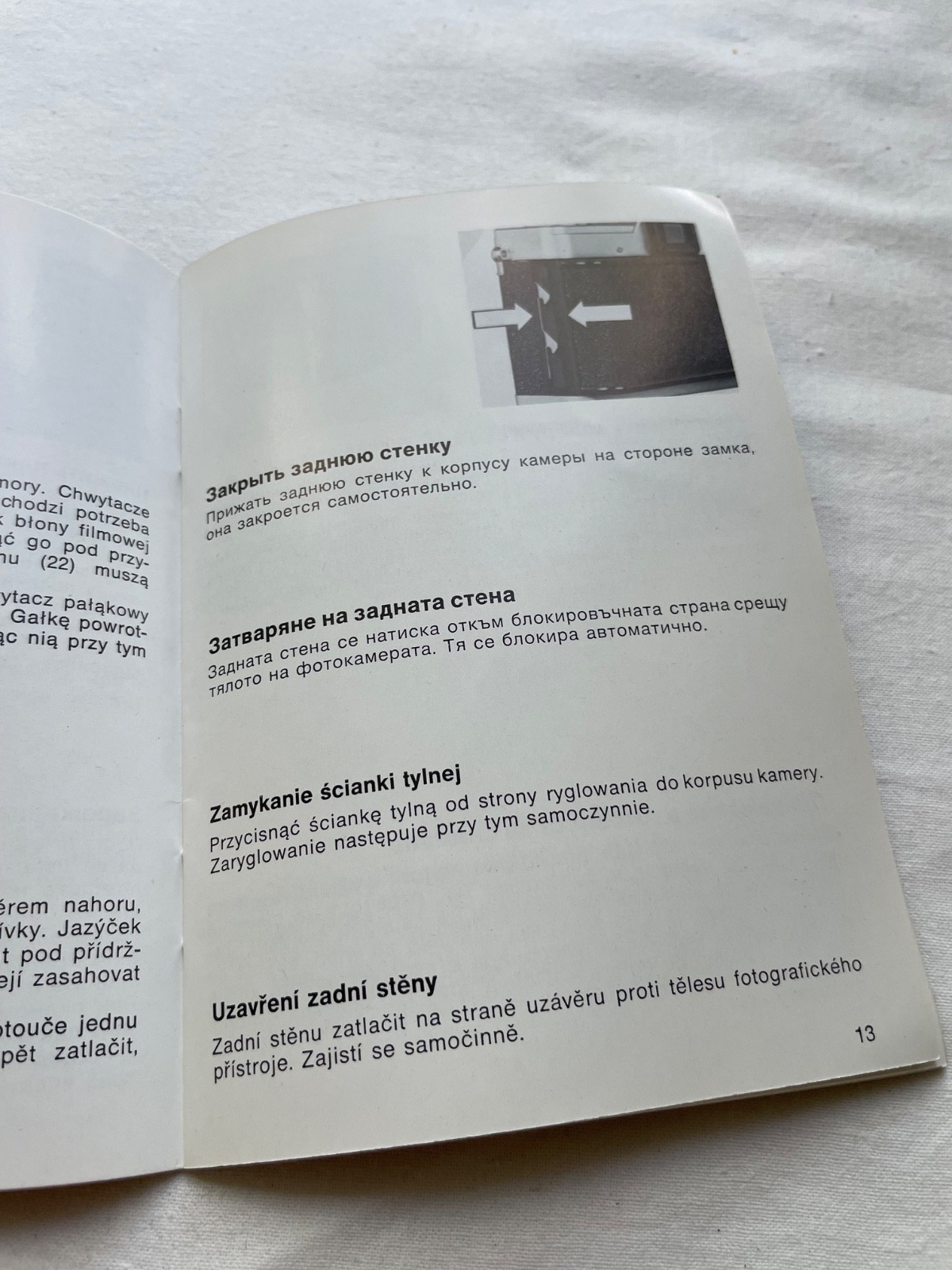 Praktica LTL original Manual in 4 languages – polish, chech, bolgarian, russian