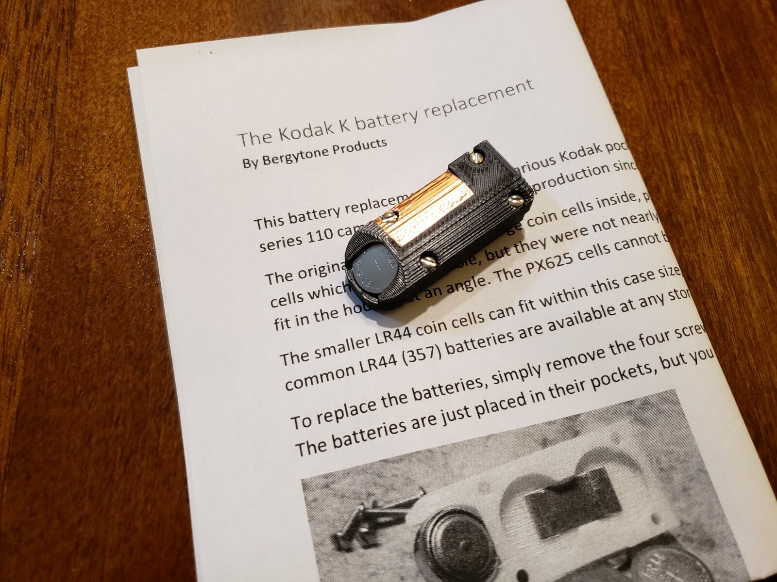 Kodak K battery fits 110 instamatic 30 40 50 60, trimlite 28 38 48 reusable