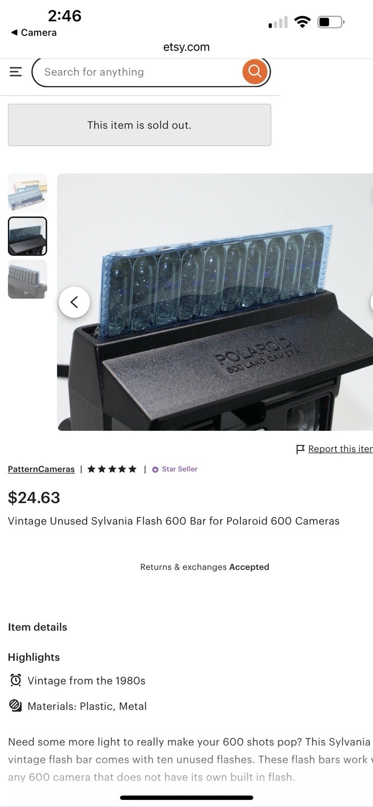 Sylvania Blue Dot Flash Bar for Polaroid Vintage