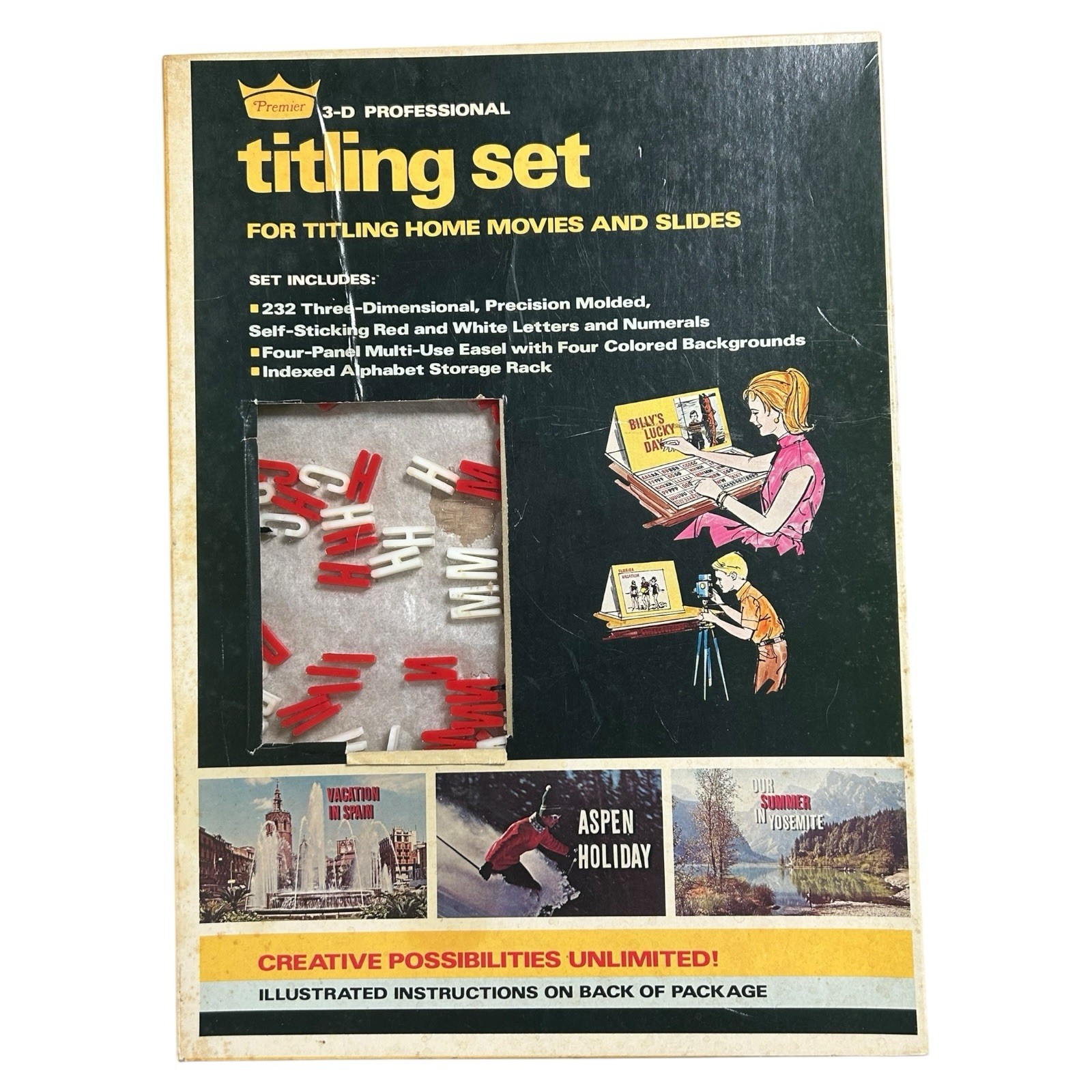 Premier Vintage Movie 3-D Titling Set For Home Movies And Slides