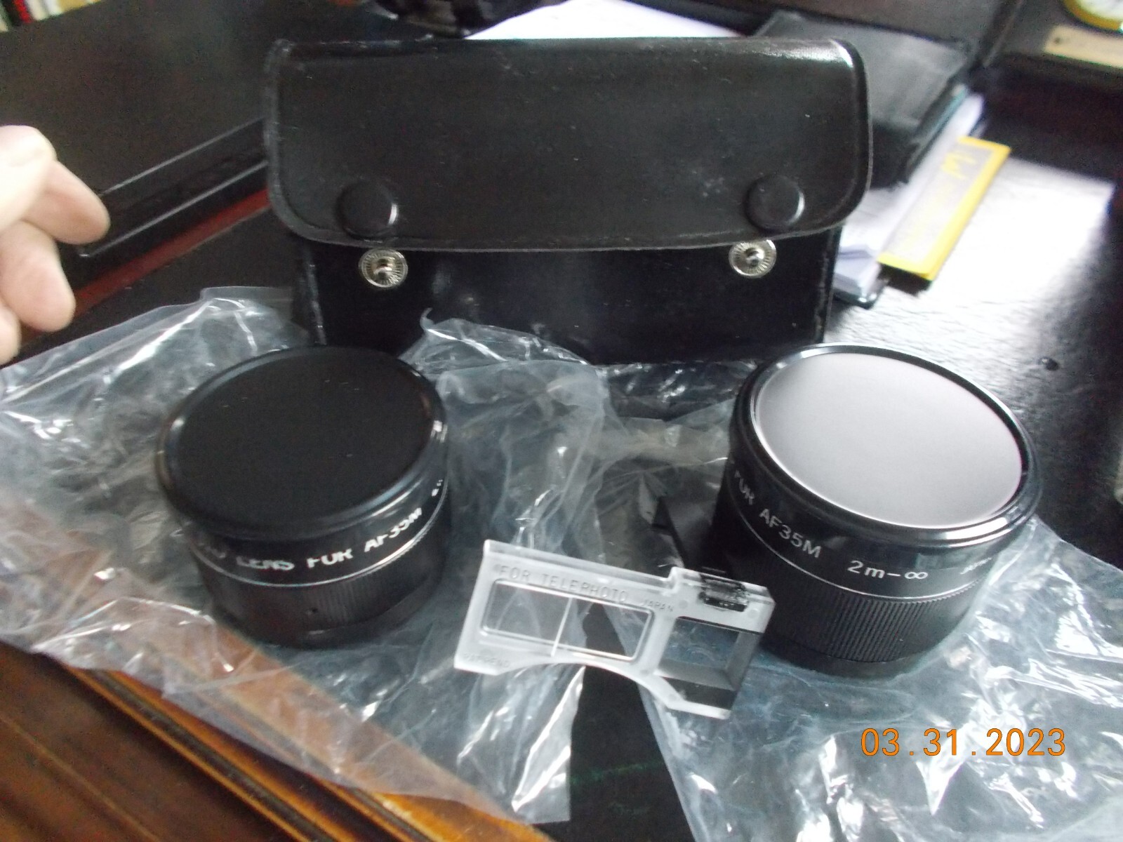 Unused DeJur Aux Lens Set for Canon AF35M: Telephoto and Wideangle, in Case