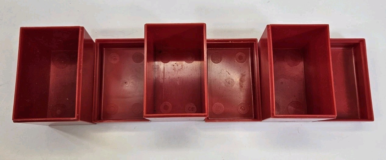 Vintage Pavelle Color Red Plastic Film Slide Box Lot & Lid of 3 Containers
