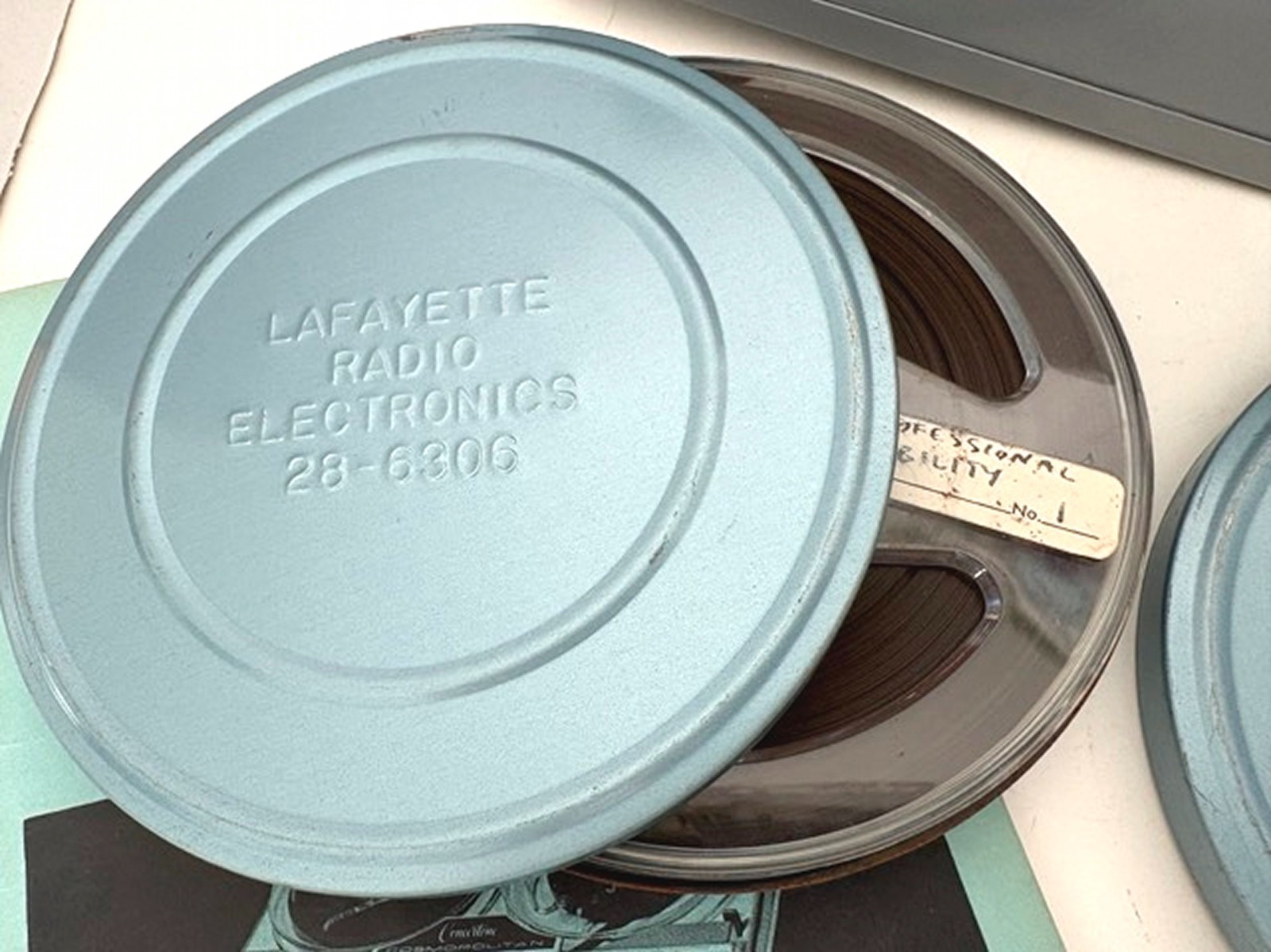 Vintage Brumberger Gray Metal Canister Carrying Case with 11 Lafayette Canisters