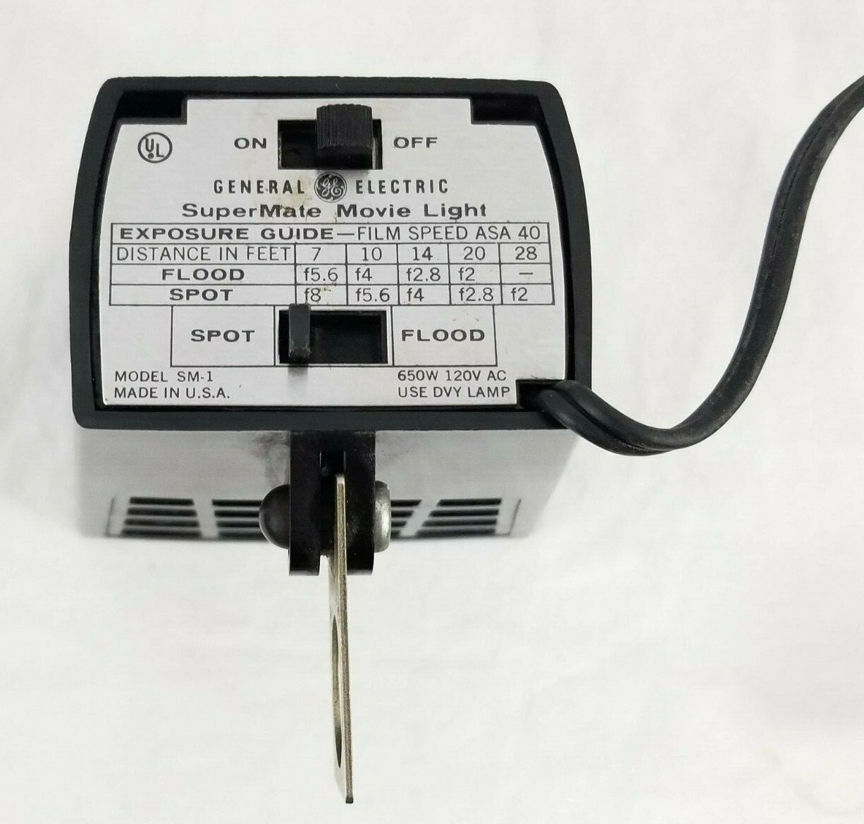 GENERAL ELECTRIC SUPERMATE MOVIE LIGHT MODEL SM-1 – TESTED – WORKS GREAT!!!