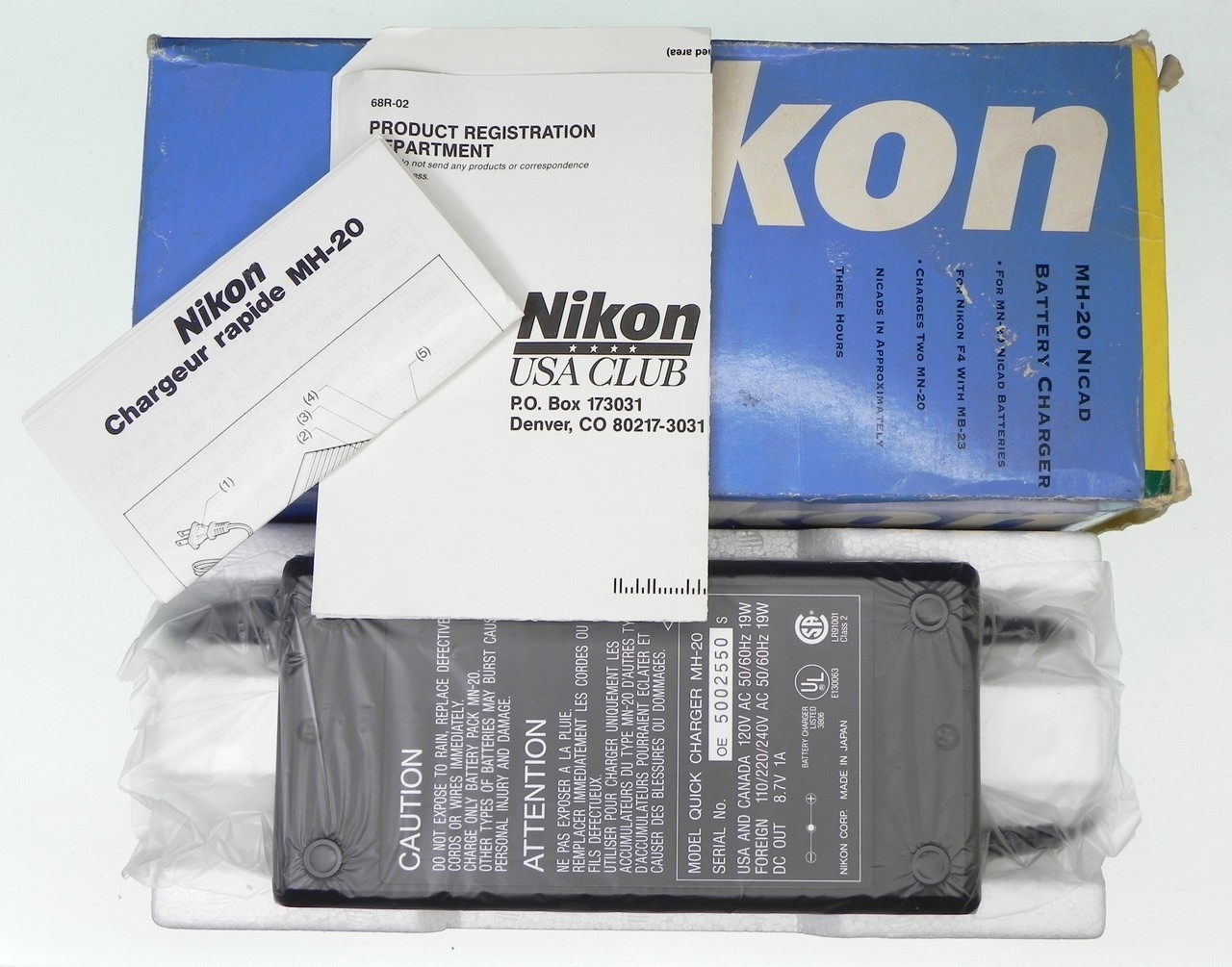 Nikon MH-20 Quick Charger for MN-20 Ni-Cd Battery ……… LN
