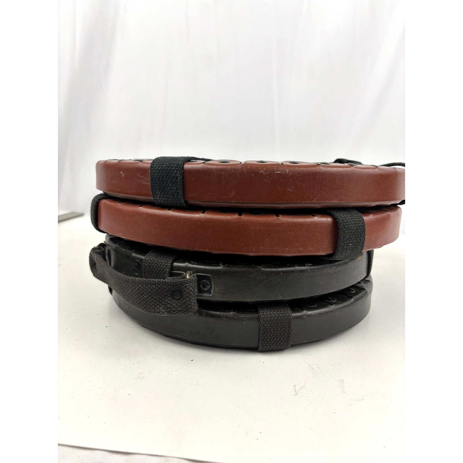 VTG Lot of 4 Round Film Reel Shipping Box with Canvas Straps USA Empty