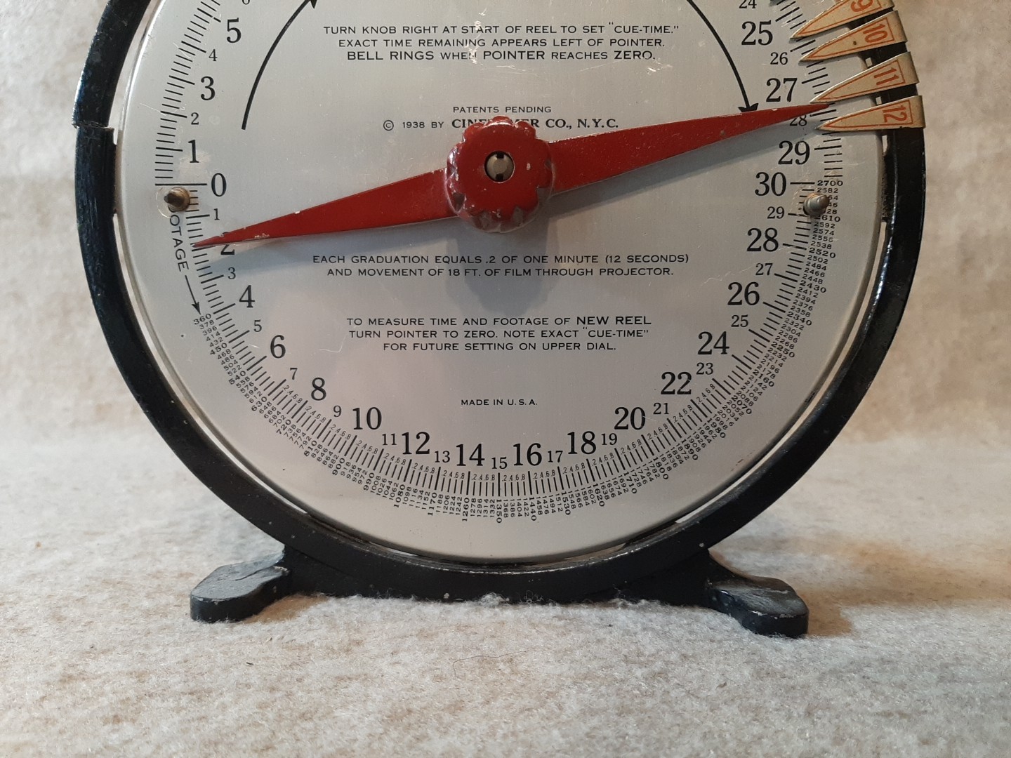Vintage CineTymer for Cinema Film Projector Reel Cue Time Measure Bell Chime