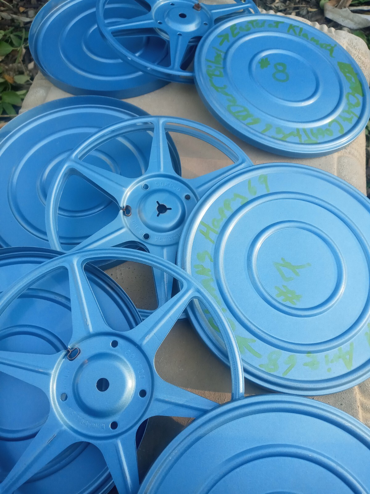 3 Compco Corp. reel to reel blue canisters