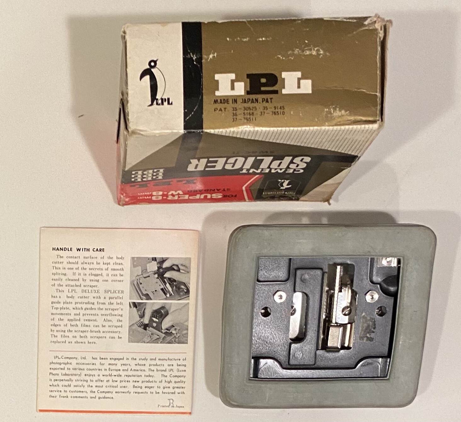 LPL 3 Way Cement Splicer SW 8C II Film Editing Super 8, Regular 8-16mm Vintage