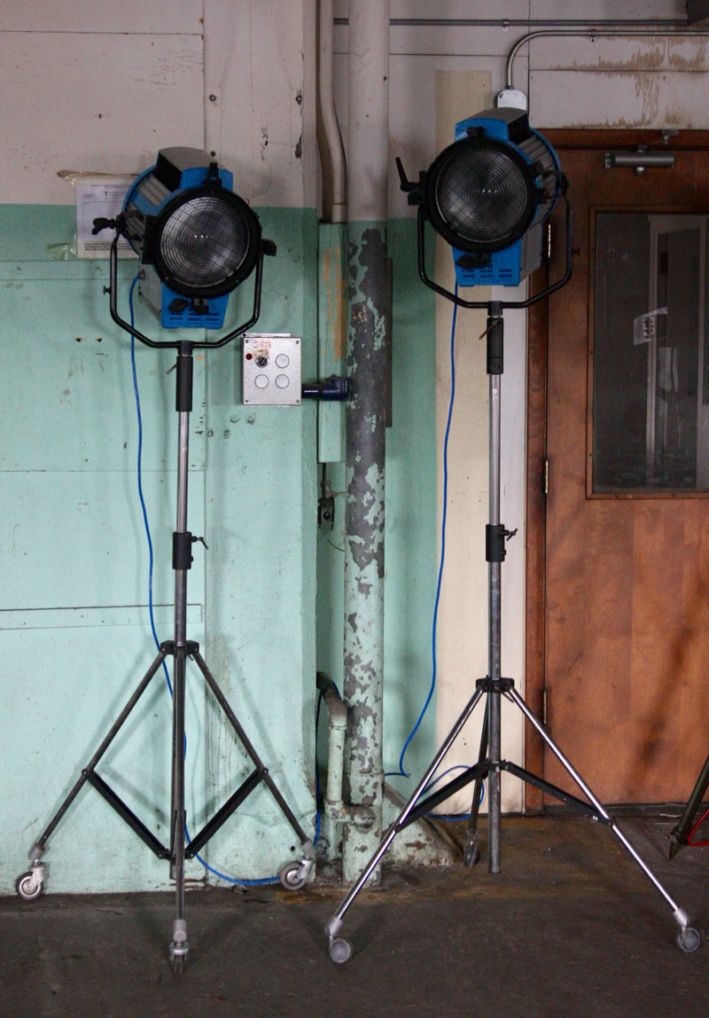 Arri production lights on stand, hollywood movie set, tv for home decor, lamp