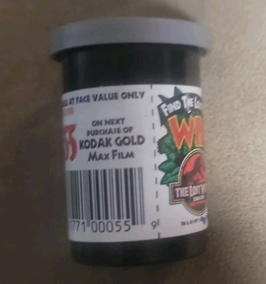 Kodak Jurassic Park 1997 “Find The Lost Roll” 35 MM Film Canister Play To Win