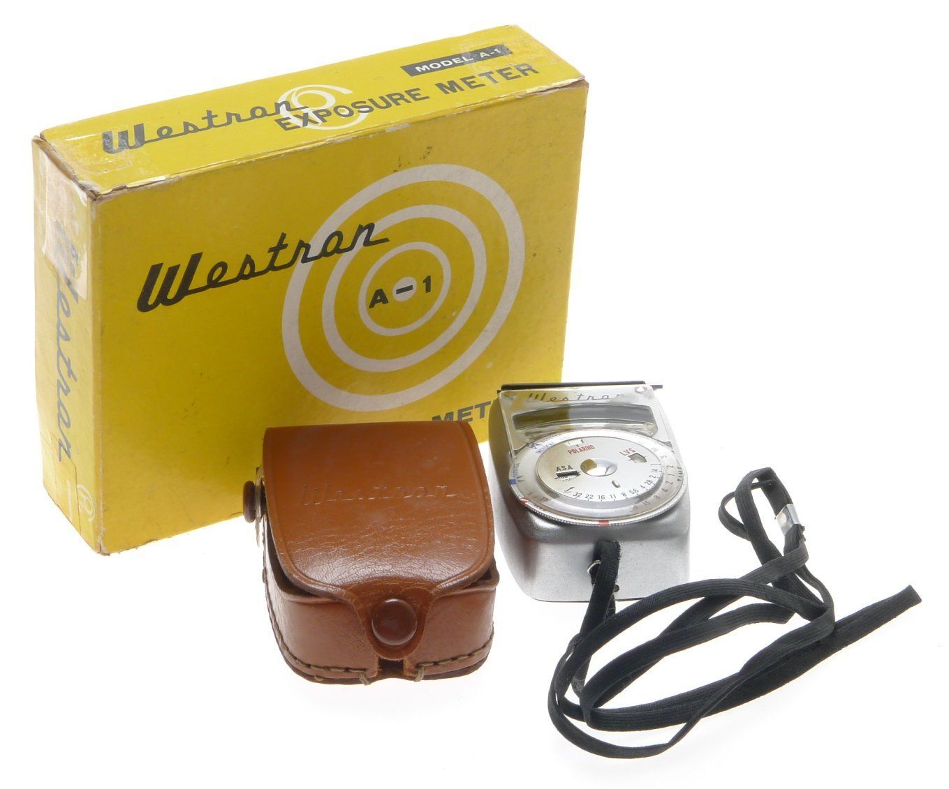 Westran light exposure meter model a-1 for polaroid original pouch box vintage