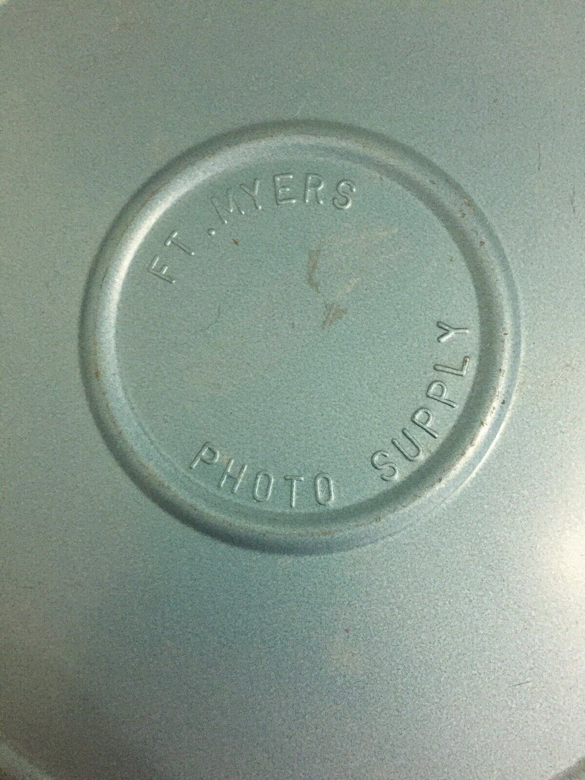8 mm 400 ft Blue Metal Compco Corp Film Reel & Canister Ft. Myers Photo Supply