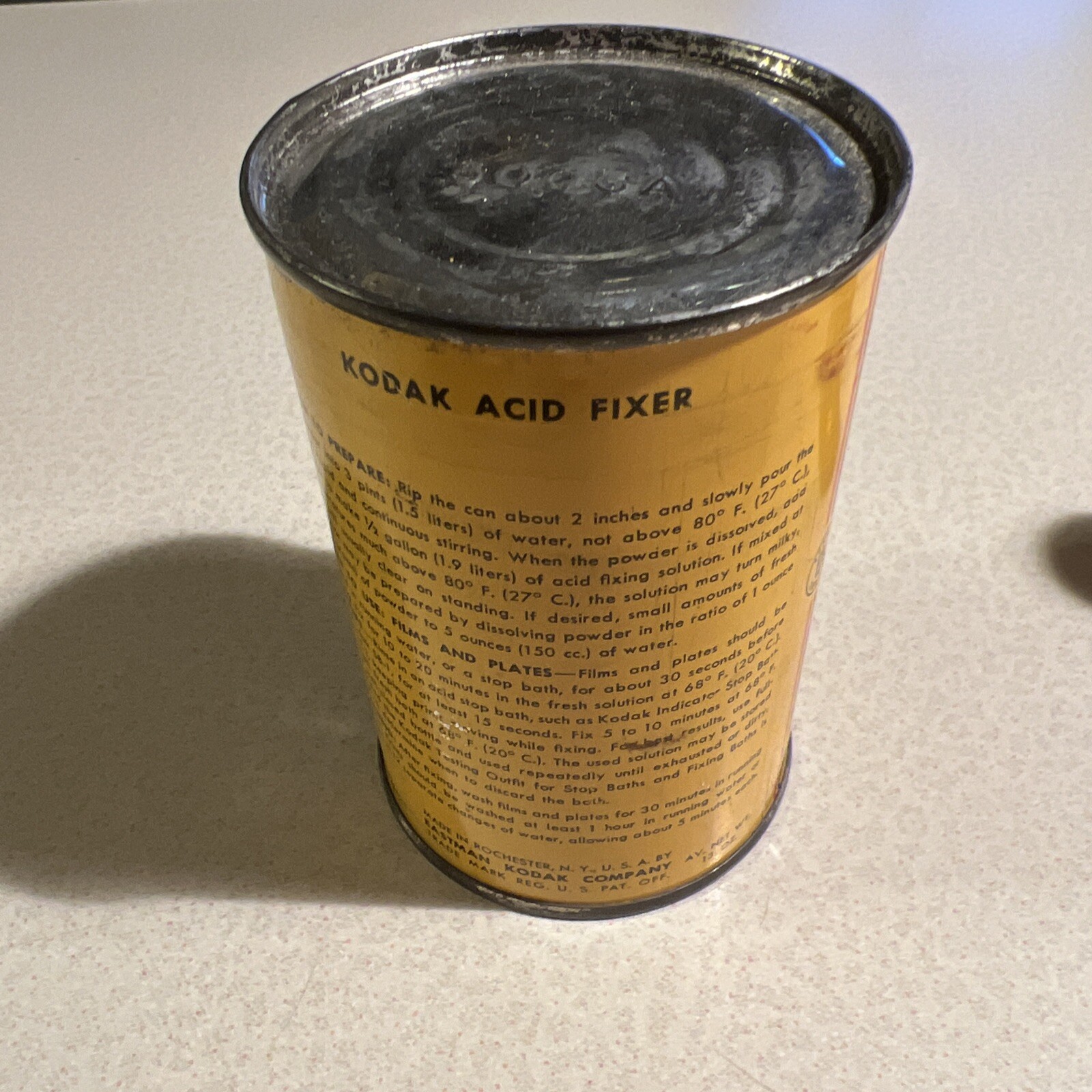 Vintage NOS Eastman Kodak Kodascope Lubricating Oil Bottle & Acid Fixer Can Full