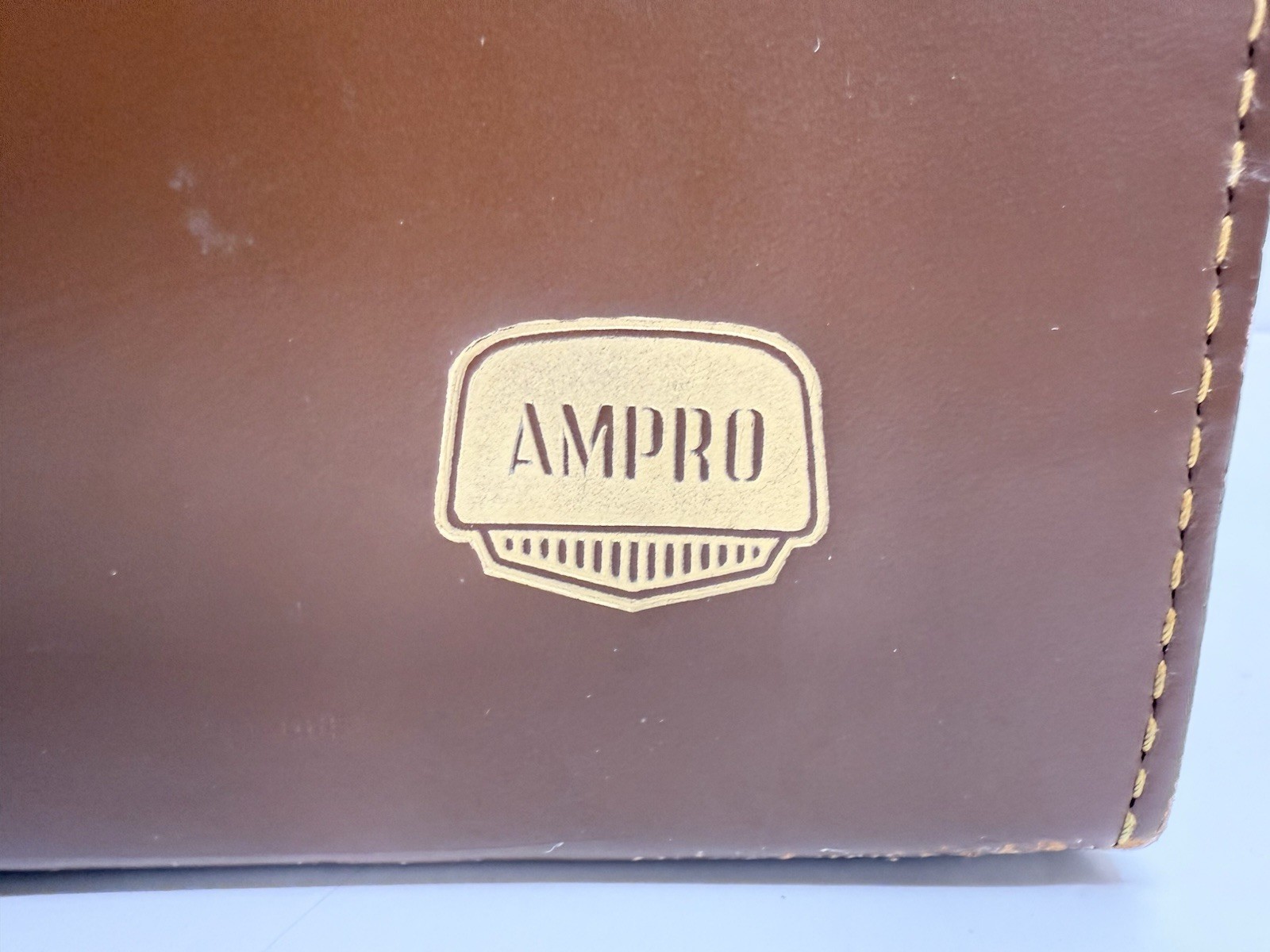 Pair Vtg Ampro & Ansco Brown Camera Hard Cases Strap Clasp Purple Red Lined
