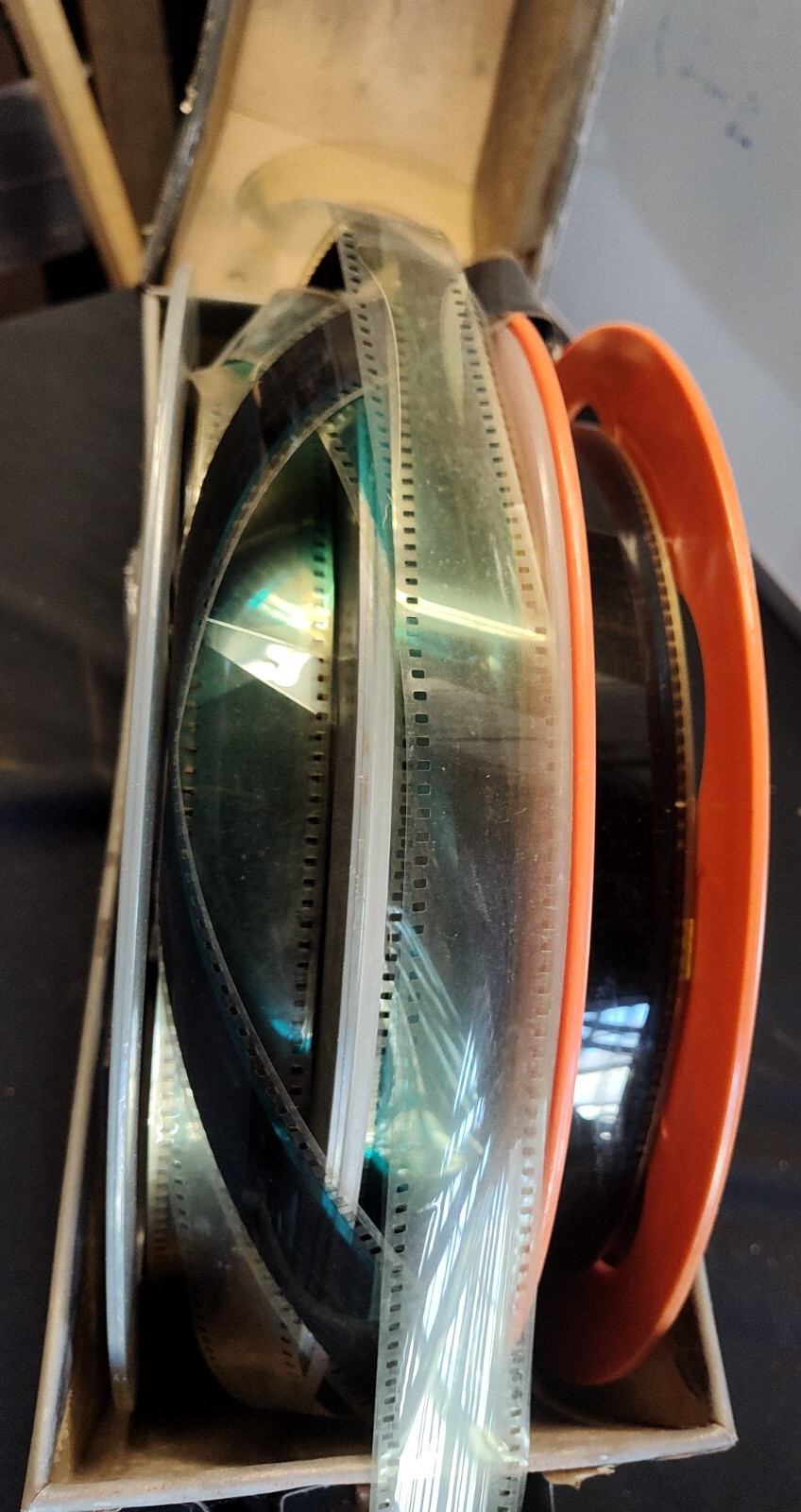THREE (3) Vintage 35mm films in Metal Film Can 16″ -Reels/CASE