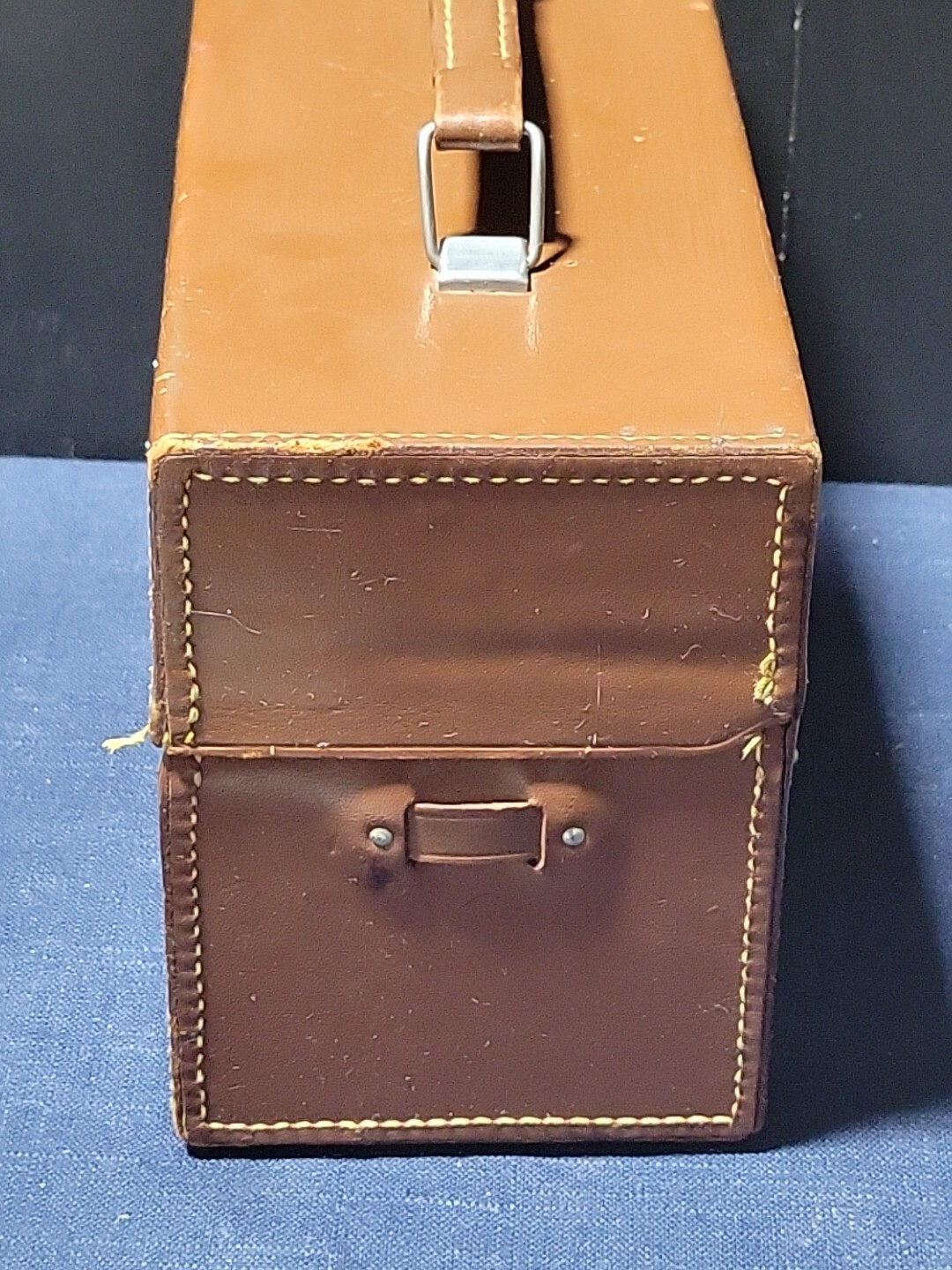 Vintage Hard Leather Movie Camera Case for Kodak Brown With Key Has Wear See Pic