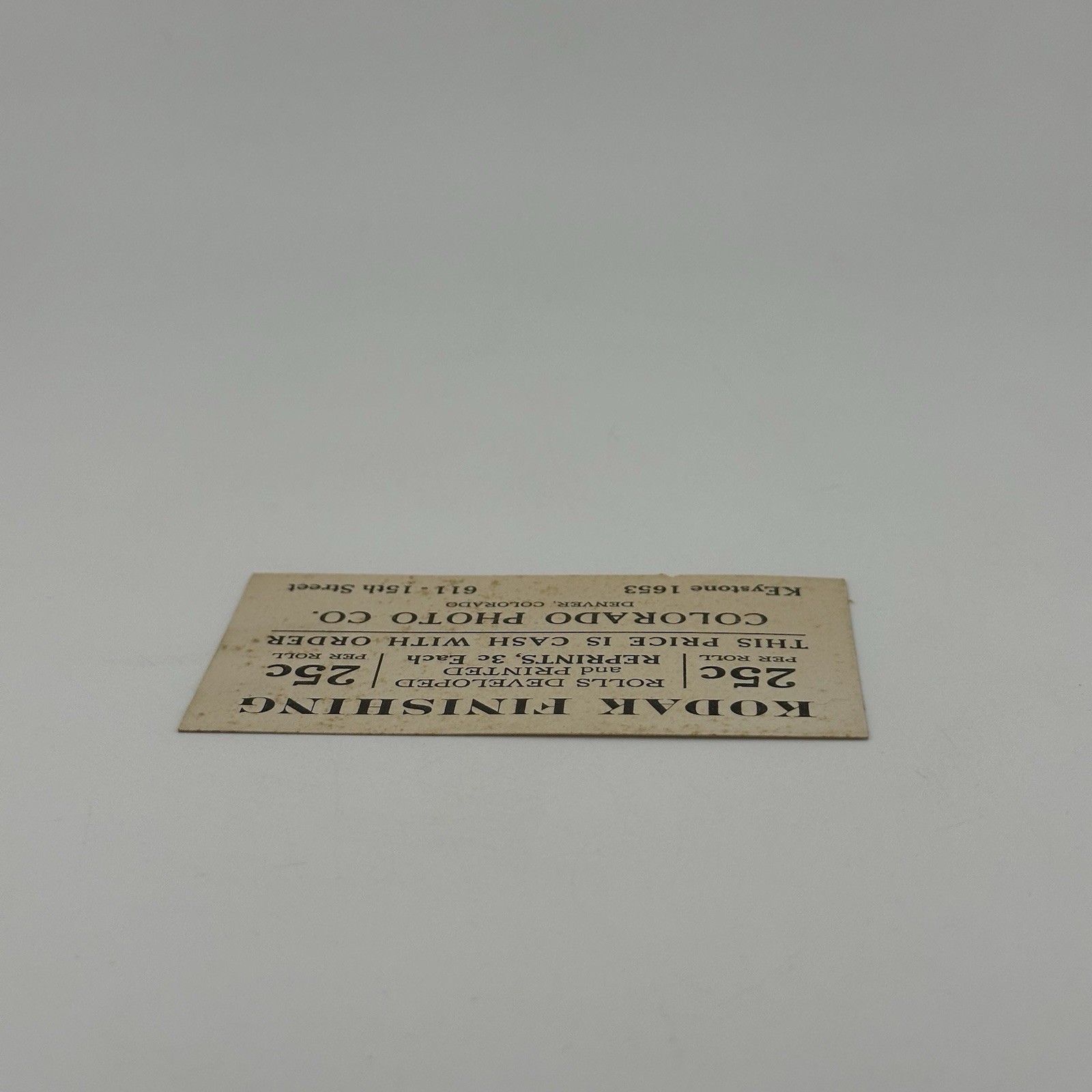 Vintage Kodak Finishing Colorado Photo Co Keystone 1653 .25 Per Roll Promo Ad