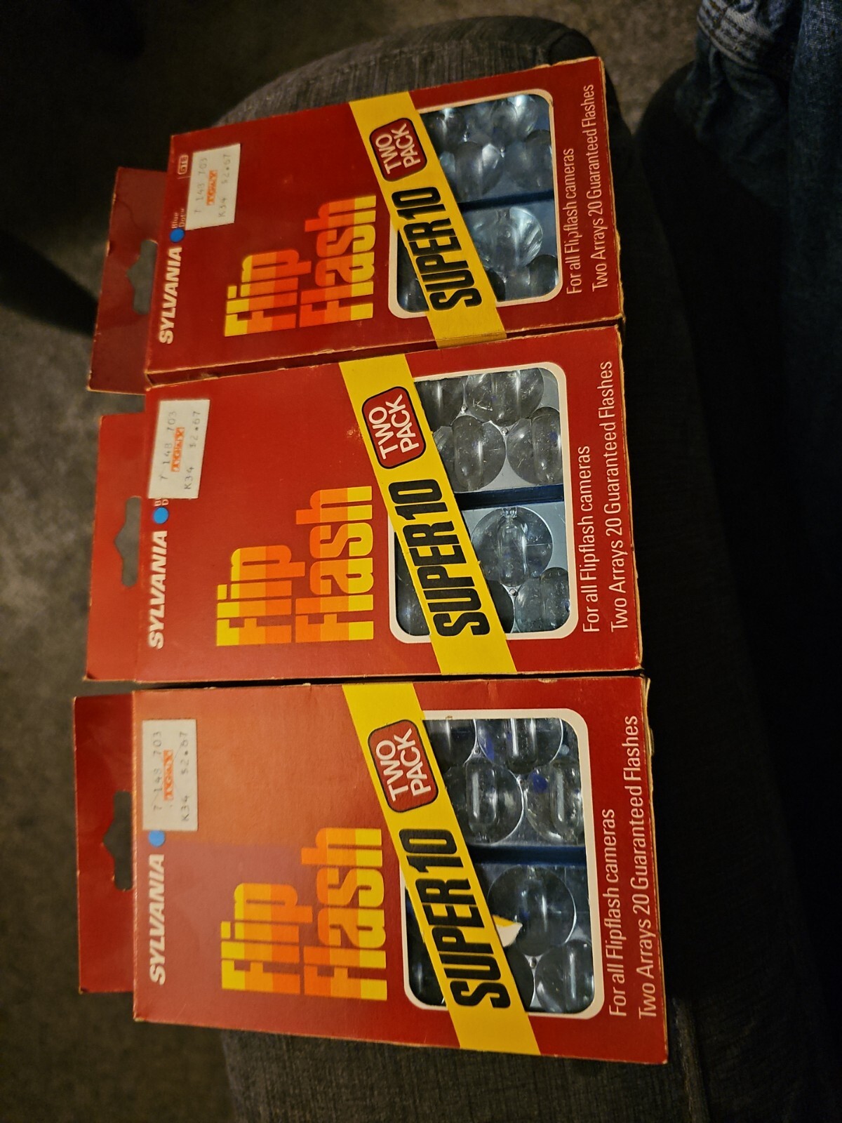 Lot of 3 Sylvania FlipFlash Super 10 Two Pack Blue Dot Flashbulbs Flashbar