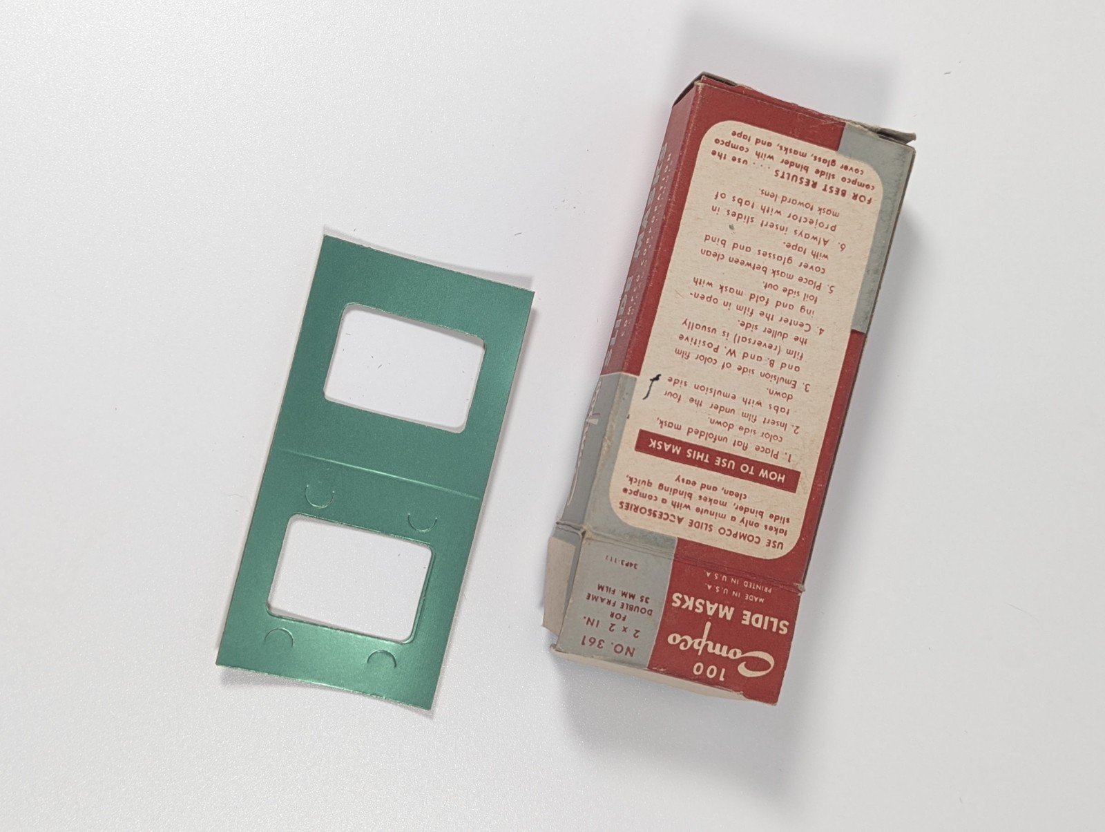 Vintage Compco No. 361 Slide Mask for 35mm Film , Box of 100