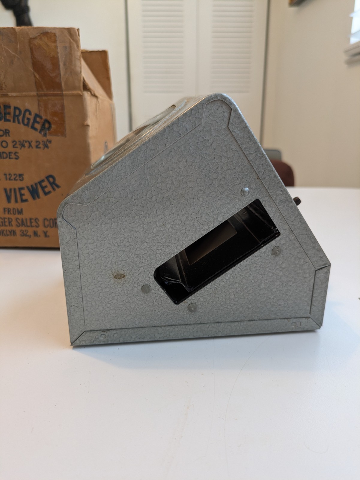 1960s Brumberger Vintage Slide Viewer #1225 Original Box Metal Industrial Look