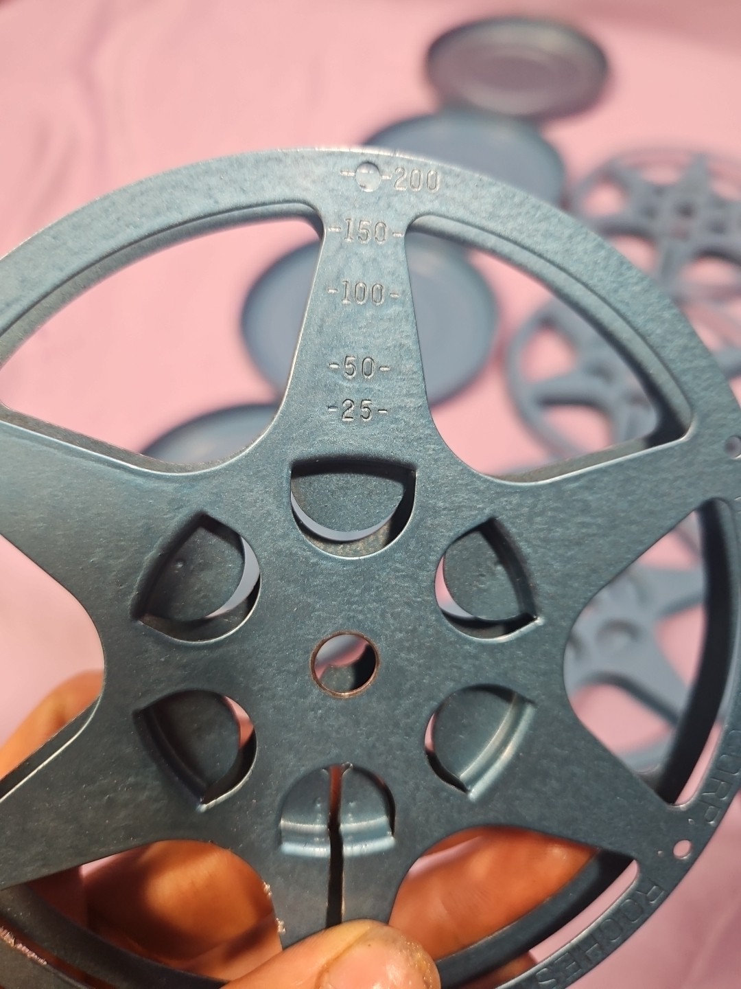 (Lot of 4) Vintage 200Ft 8mm Metal Film Canasters Blue