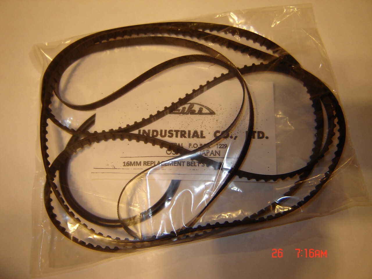 16MM EIKI SL-0, SL-Series, *To Serial # 50000, Projector Belts, 4 Belt Set