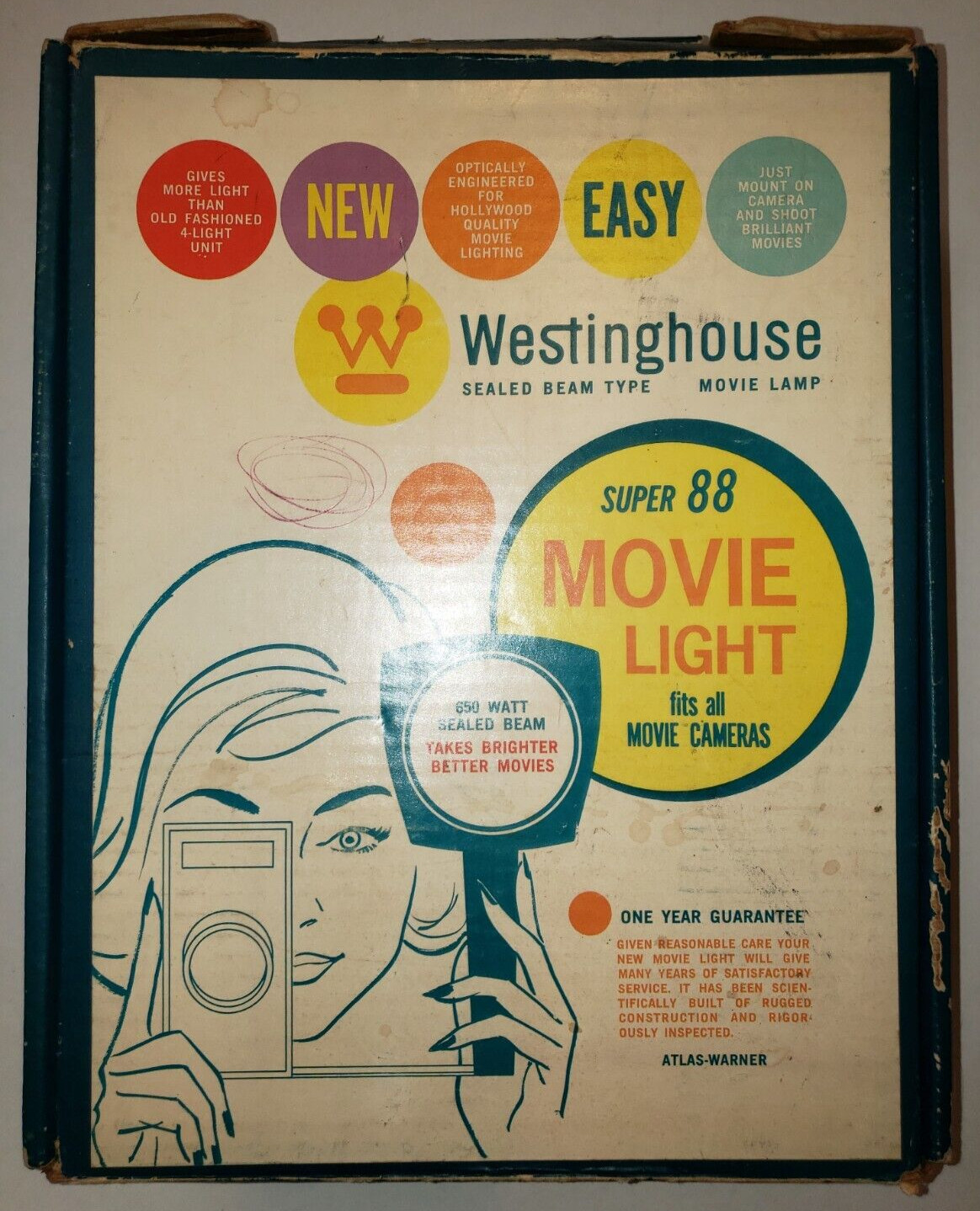 Westinghouse Super 88 650 Watt Sealed Beam Movie Light w/Original Box