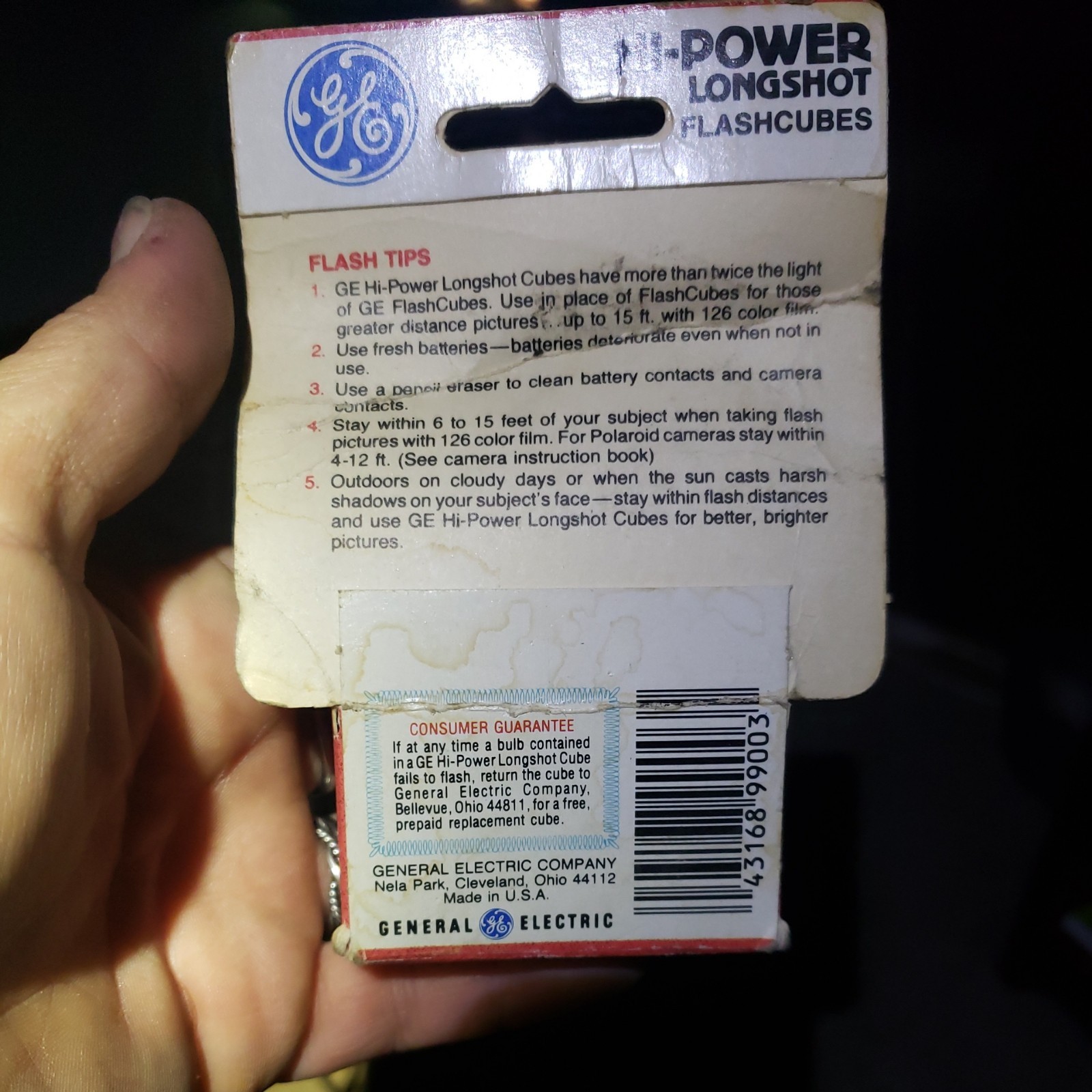 Vintage GE Hi-Power Longshot Flash Cubes Box of 2 Cubes-8 Flashes