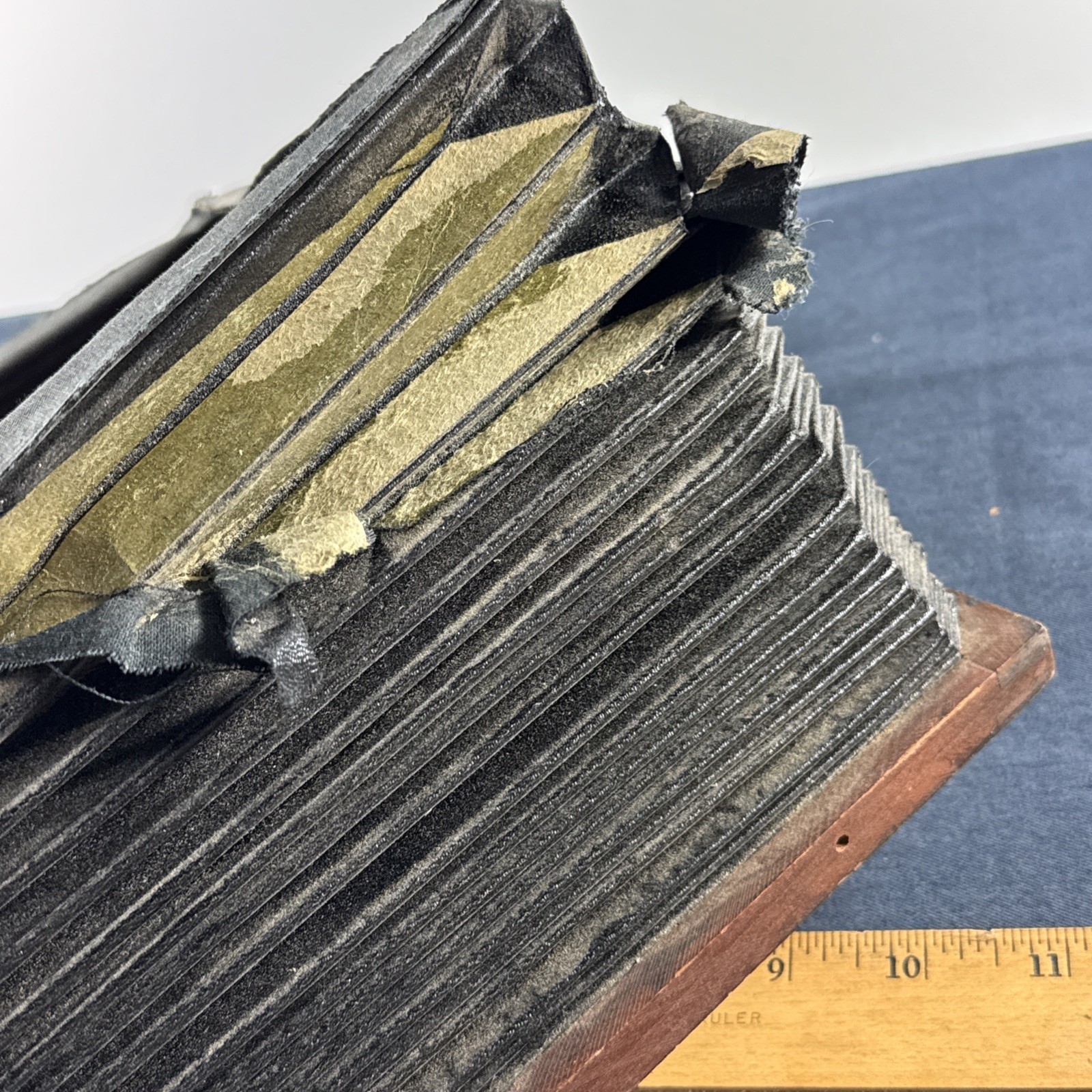 Vintage 19th Century Whole Plate Camera Leather Bellows Wood Frame – Part Repair