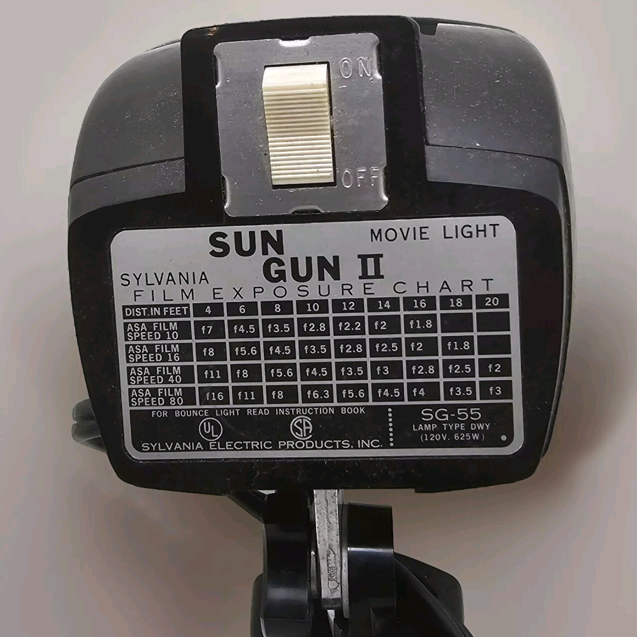 Vintage Sylvania Sun Gun II Movie Light TESTED see pics ! Model SG-55. #B1174