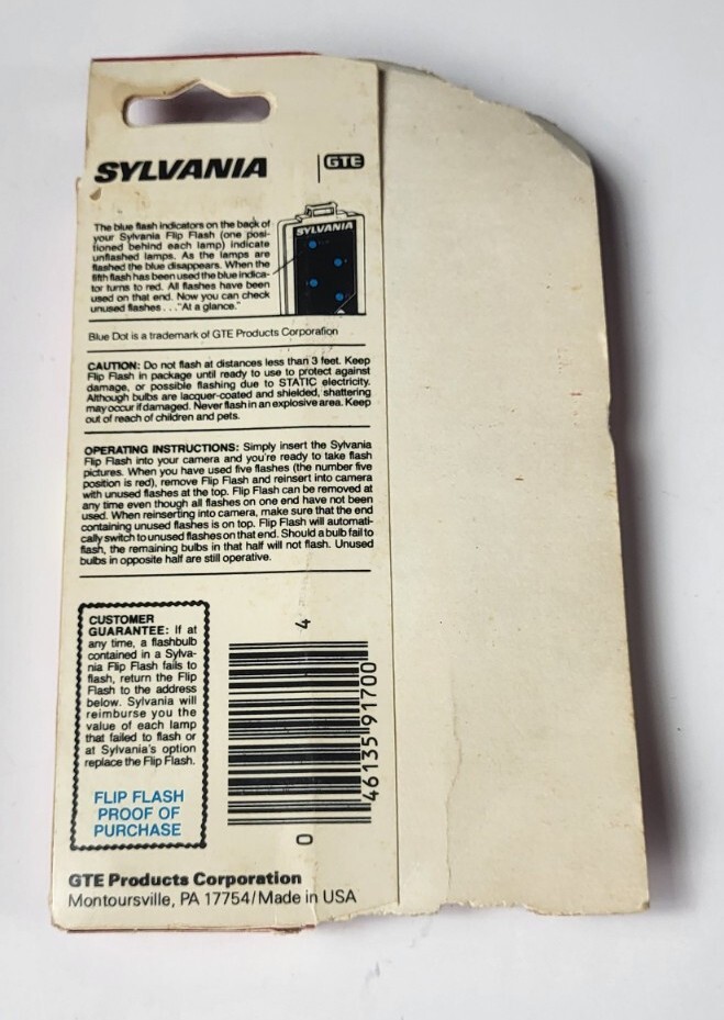 Sylvania Blue Dot Flip Flash Super 10 Flashes | NOS, For Flipflash Cameras