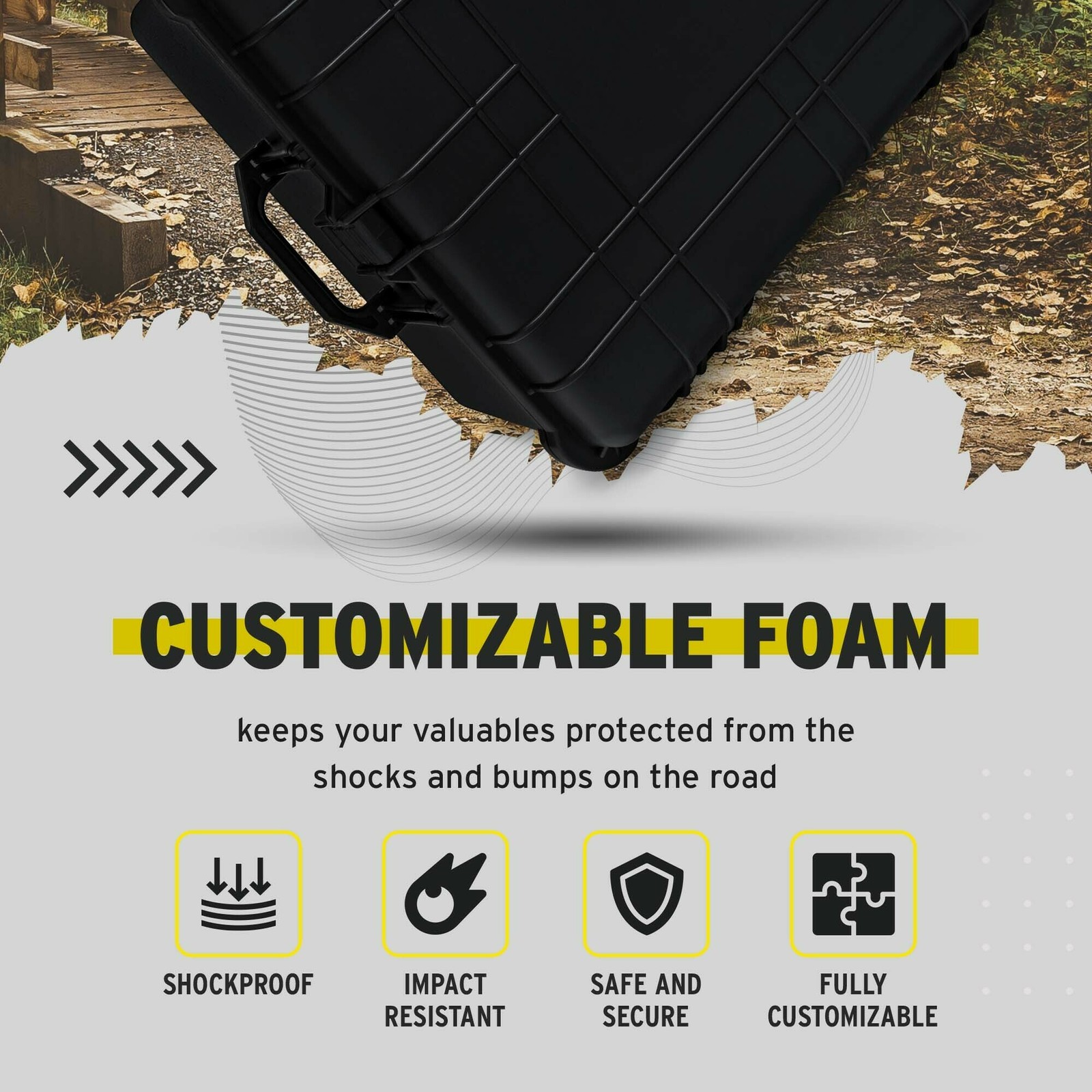 Koah Weatherproof Wheeled Hard Case Customizable Foam 25x20x12 Inch RUGGED
