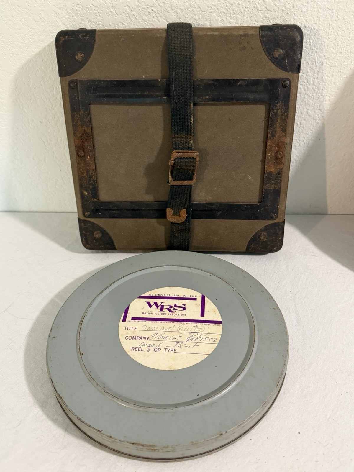 3 Vintage Film Reel Shipping Box Mid Century 16mm Fiberboard Strap W/ 3 Reels