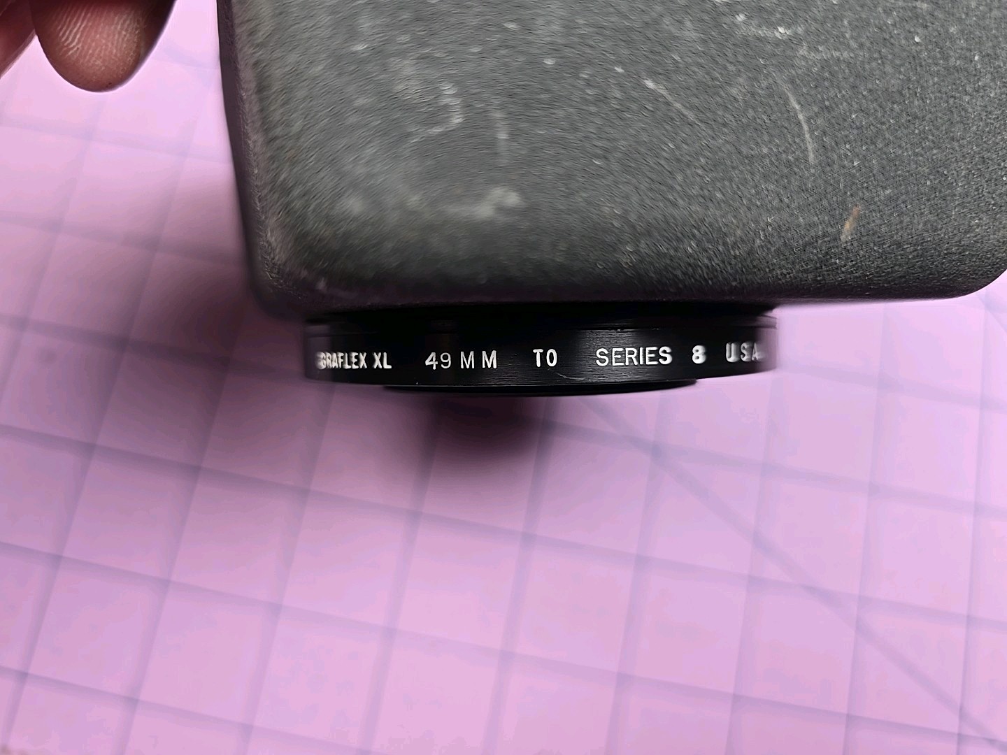 Graflex XL 49mm to Series 8 Step-up Adapter Ring to 66mm with Singer square hood