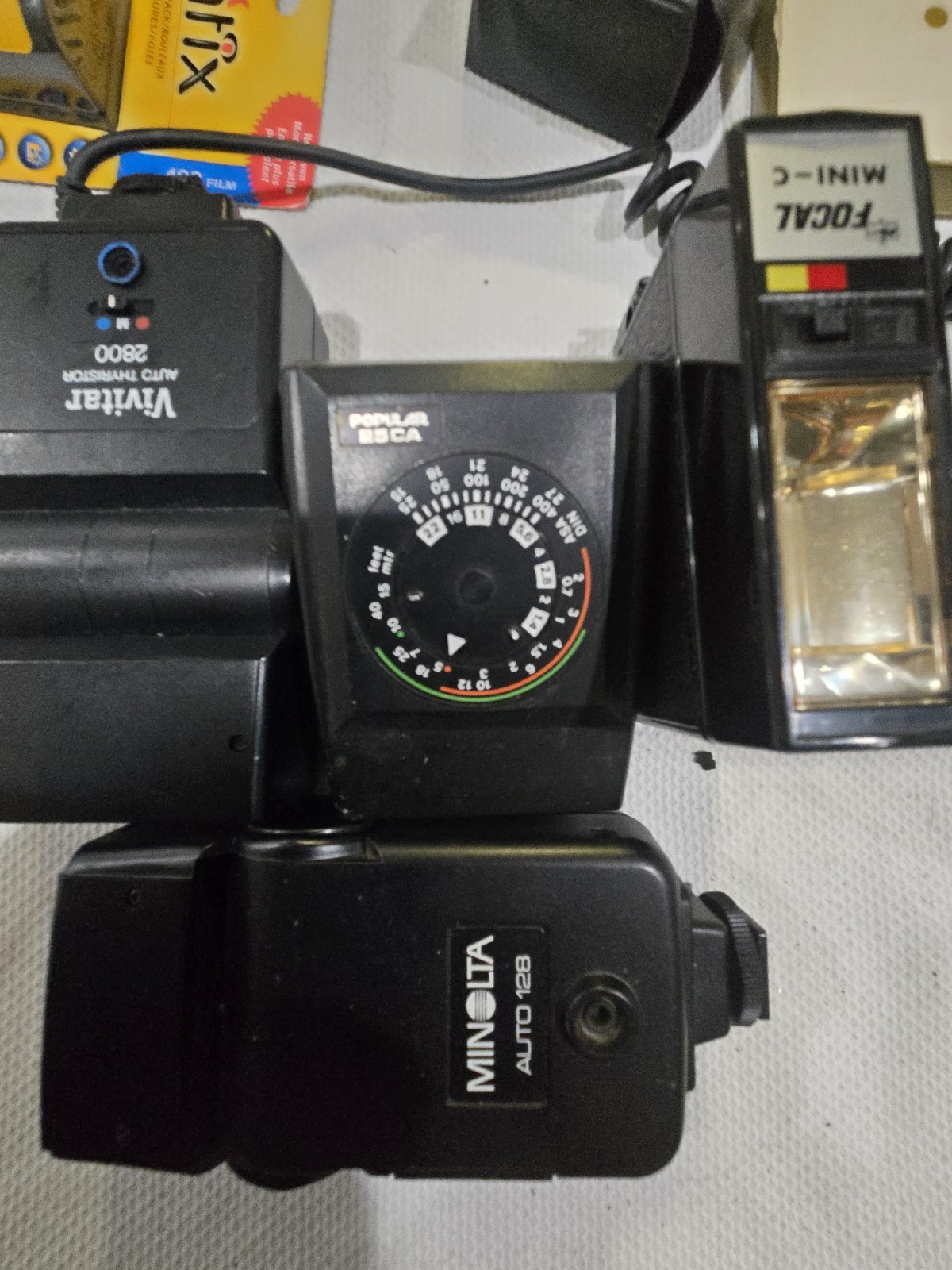 Huge Vintage Camera Accessory Lot Flashes Film Meters Filters Tripods Manuals