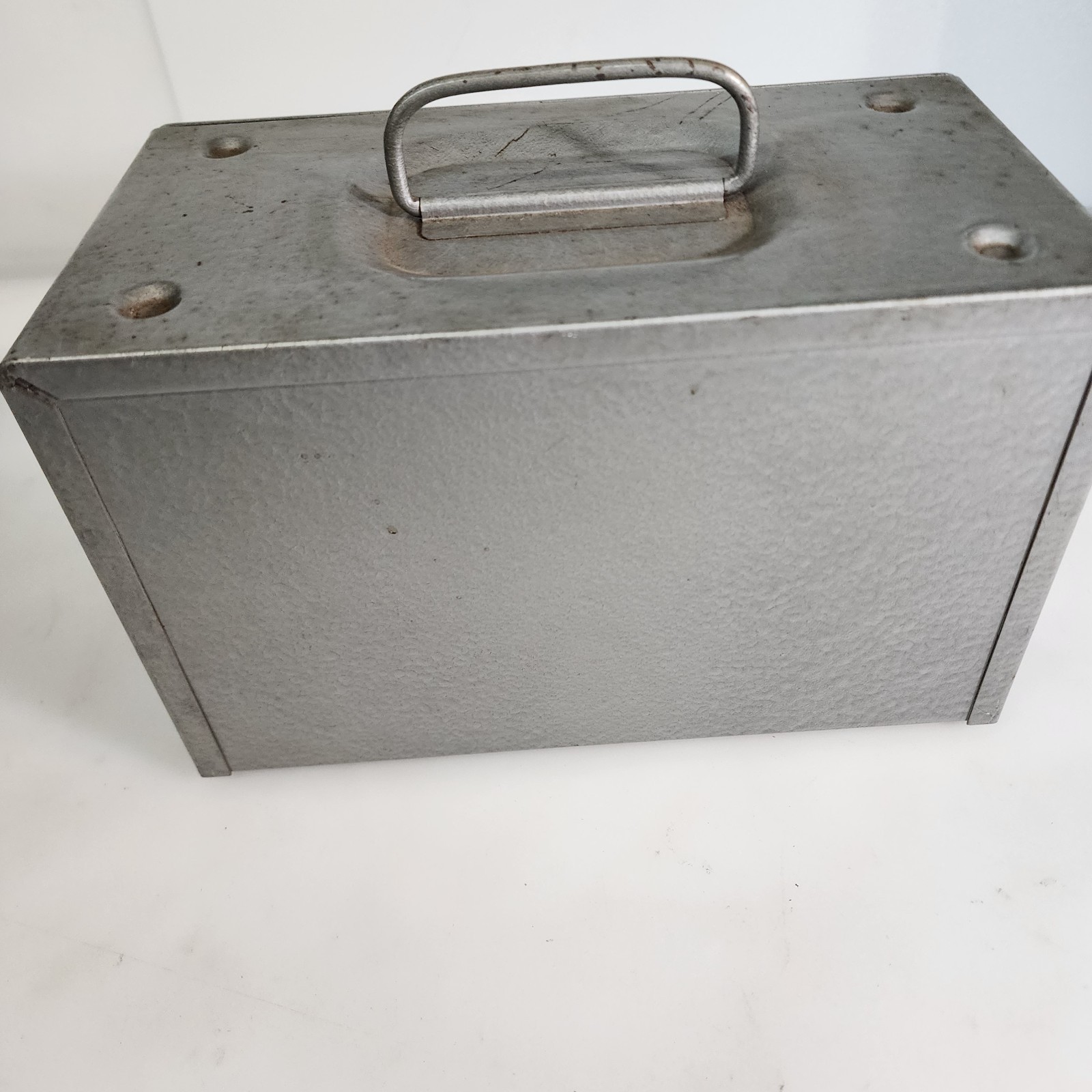 Vintage 50s 60s Brumberger Dark Room Roll Top Film Hammertone Storage Box