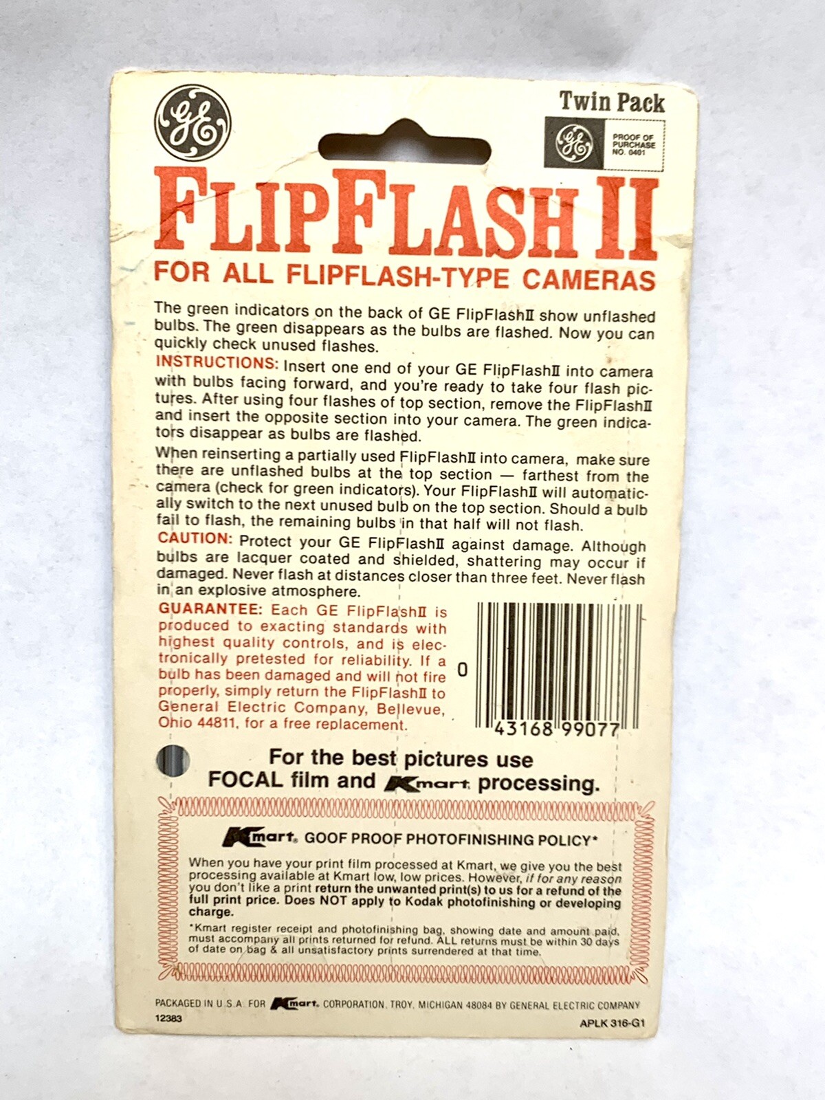 Vintage GE FlipFlash II Twin Pack Flip Flash Bulbs Made in USA Old Stock Sealed