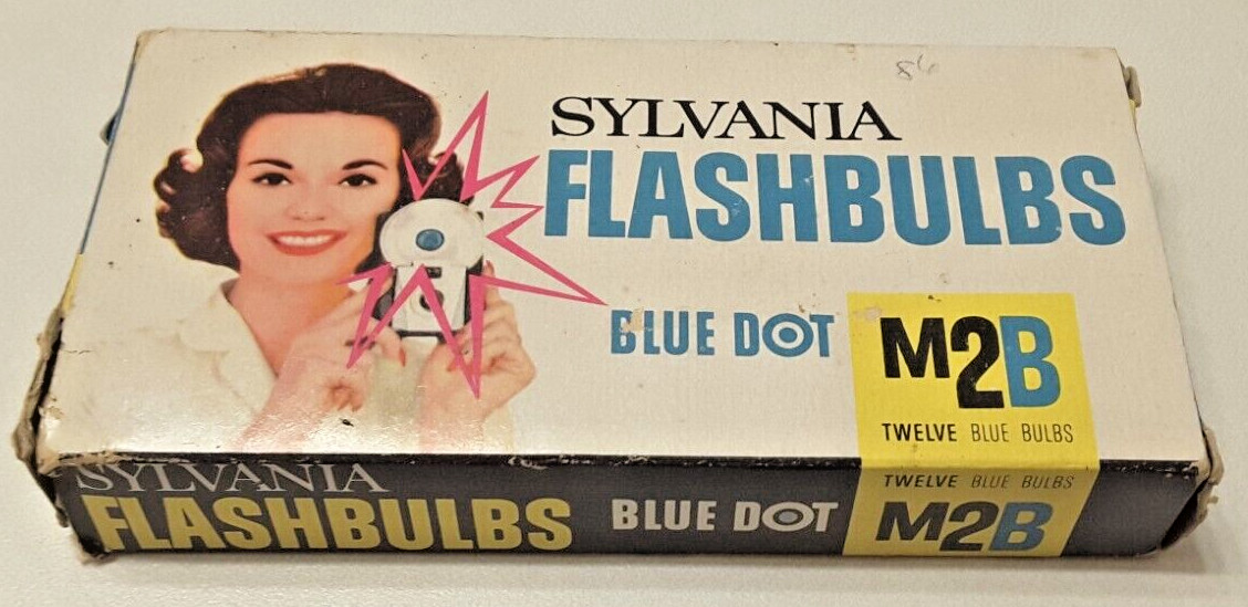 10 Vintage M2B Sylvania Blue Dot Flashbulbs in Original Box USA Made